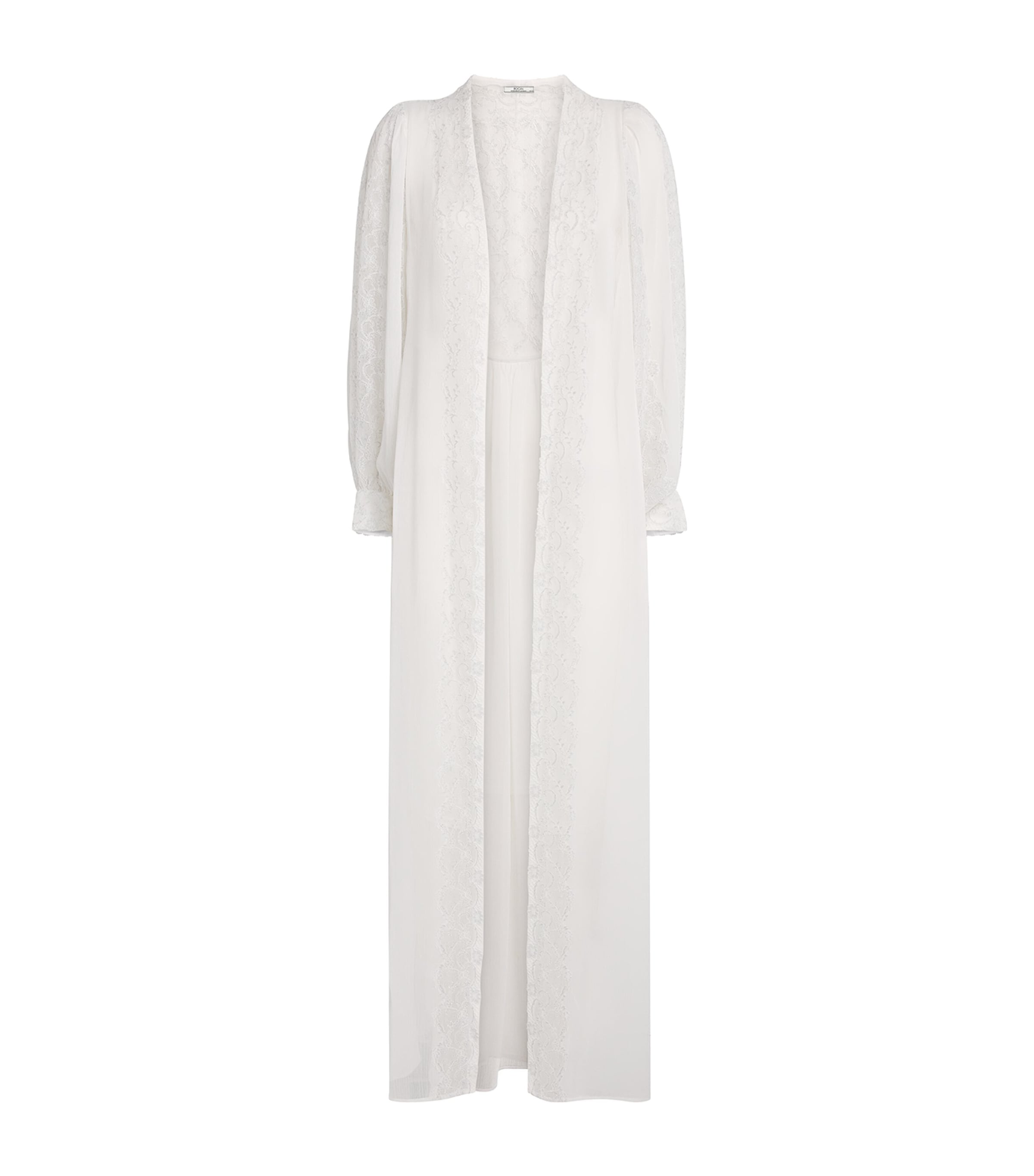 Bocan Womens Chiffon Lace-Trim Ora Robe (XS/S) Off White/silve