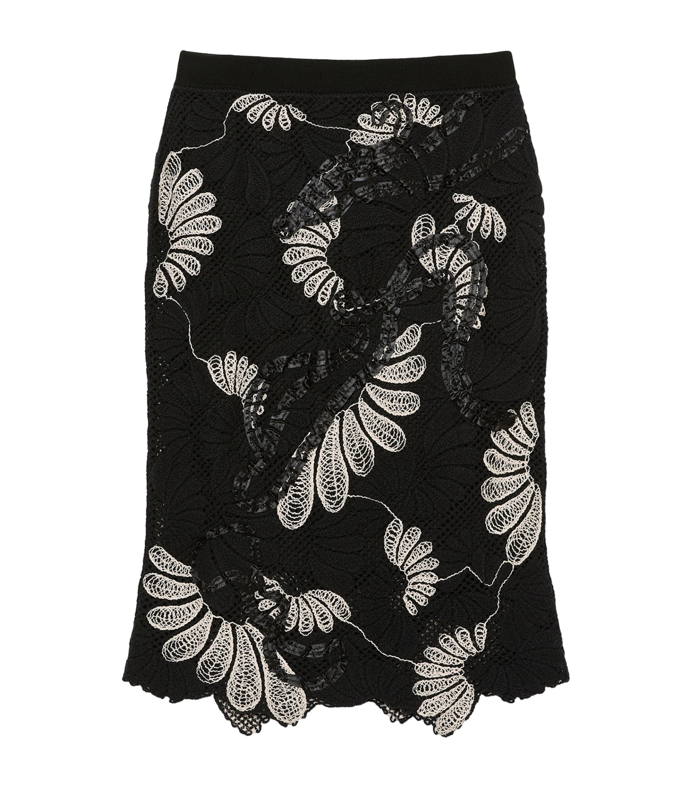 Cotton-Blend Lace Midi Skirt