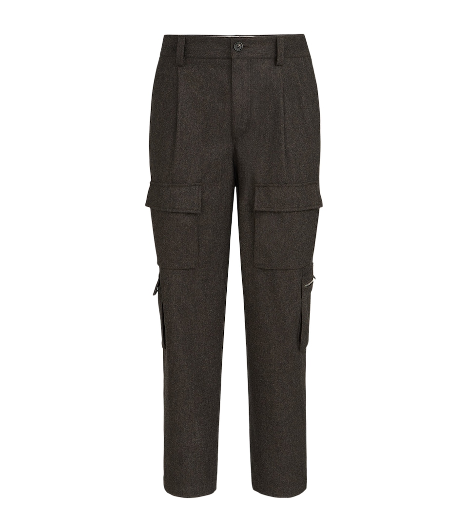 Brunello Cucinelli Mens Virgin Wool Cargo Trousers