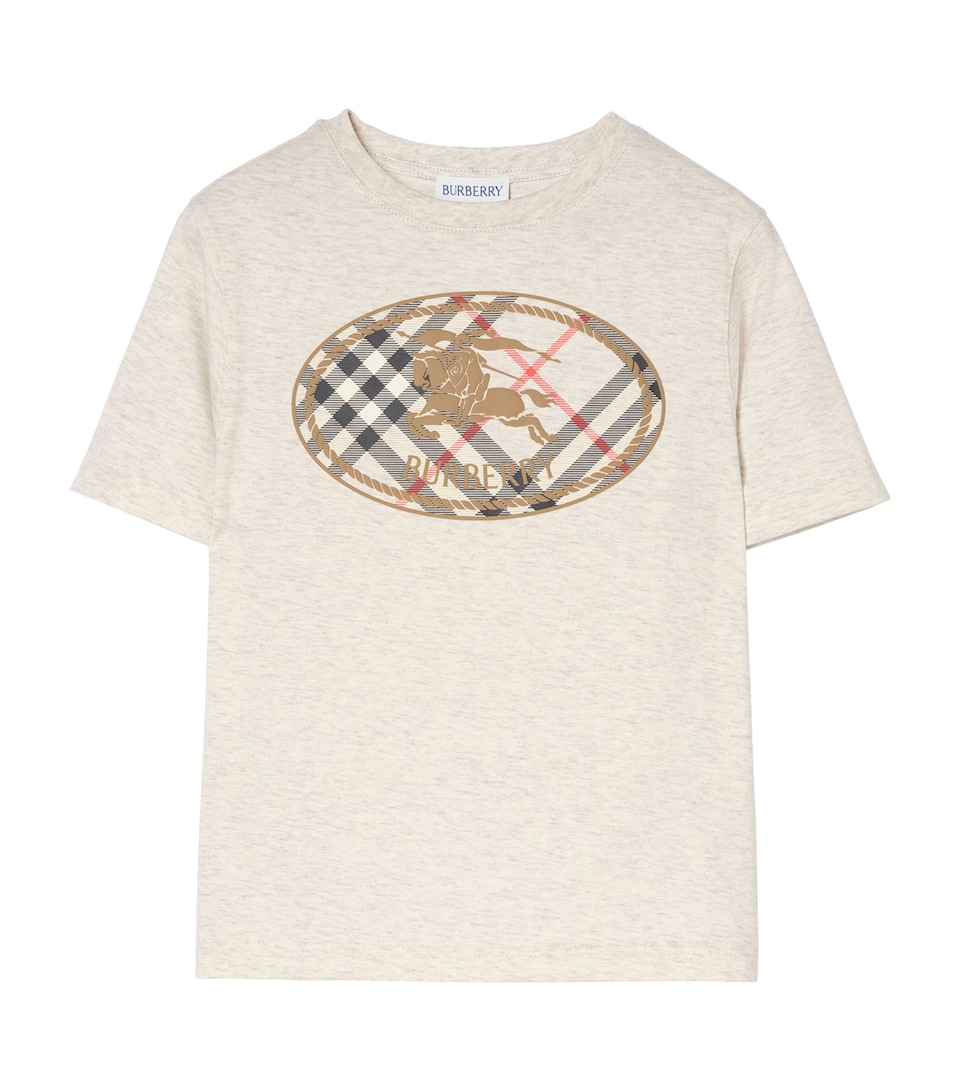Burberry Kids Cotton Knight Stamp T-Shirt (4-12 Years) White Melange