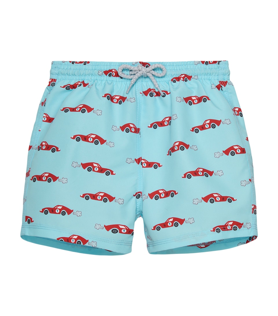 Trotters Car Print Sebastian Swim Shorts (6-11 Years) Pale Blue/car
