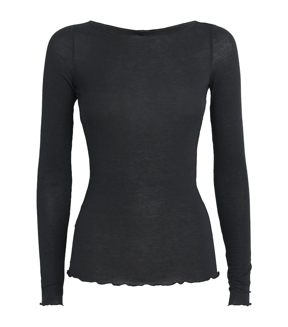 Sheer Modal Boat-Neck T-Shirt