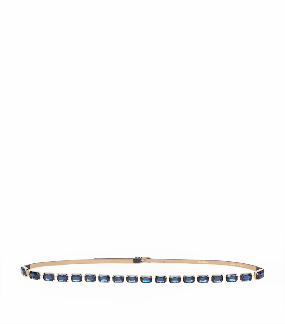 Max Mara Leather Jewelled Belt Ultramarine