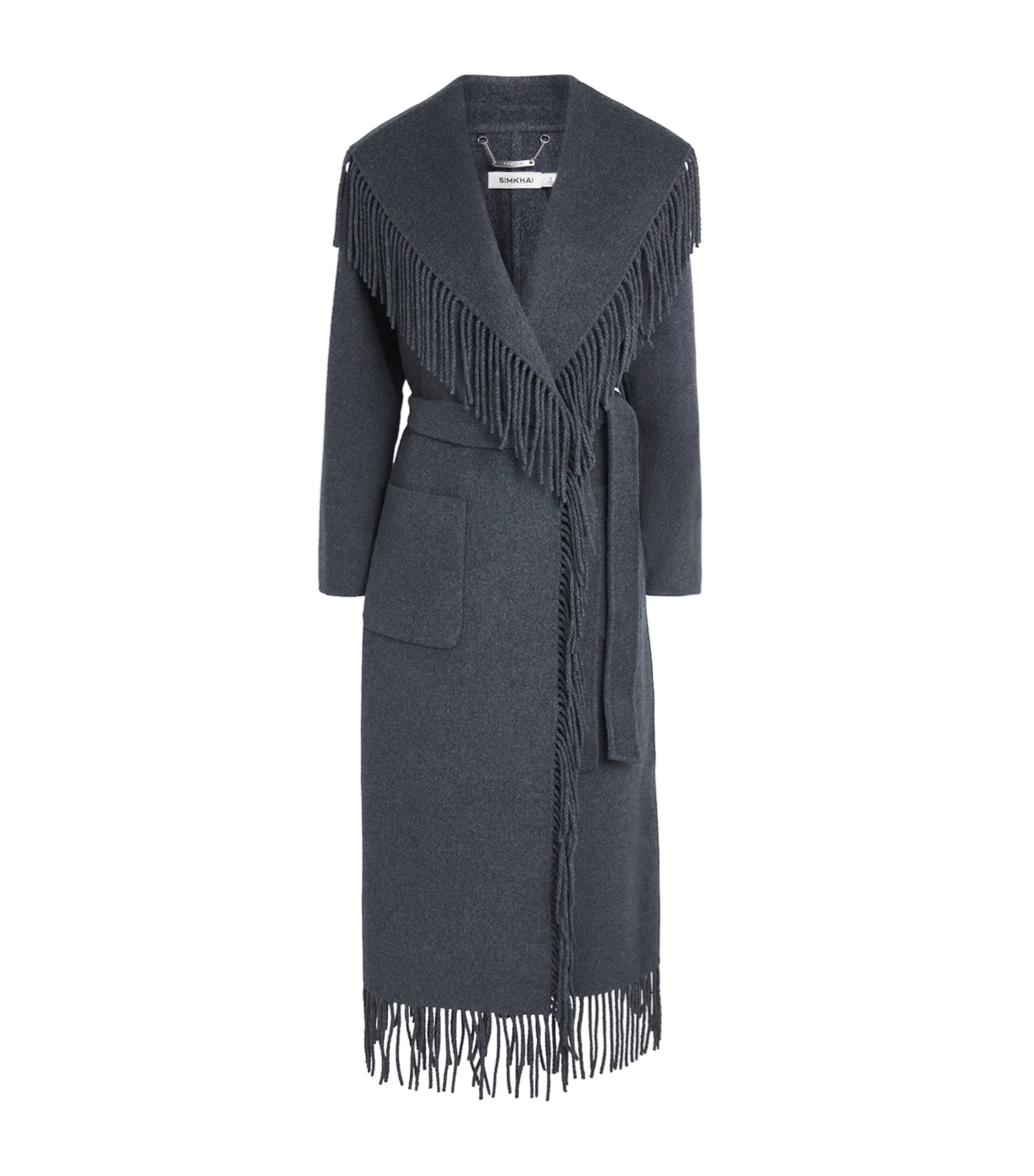 Simkhai Womens Wool-Blend Carrie Coat Dark Charcoal