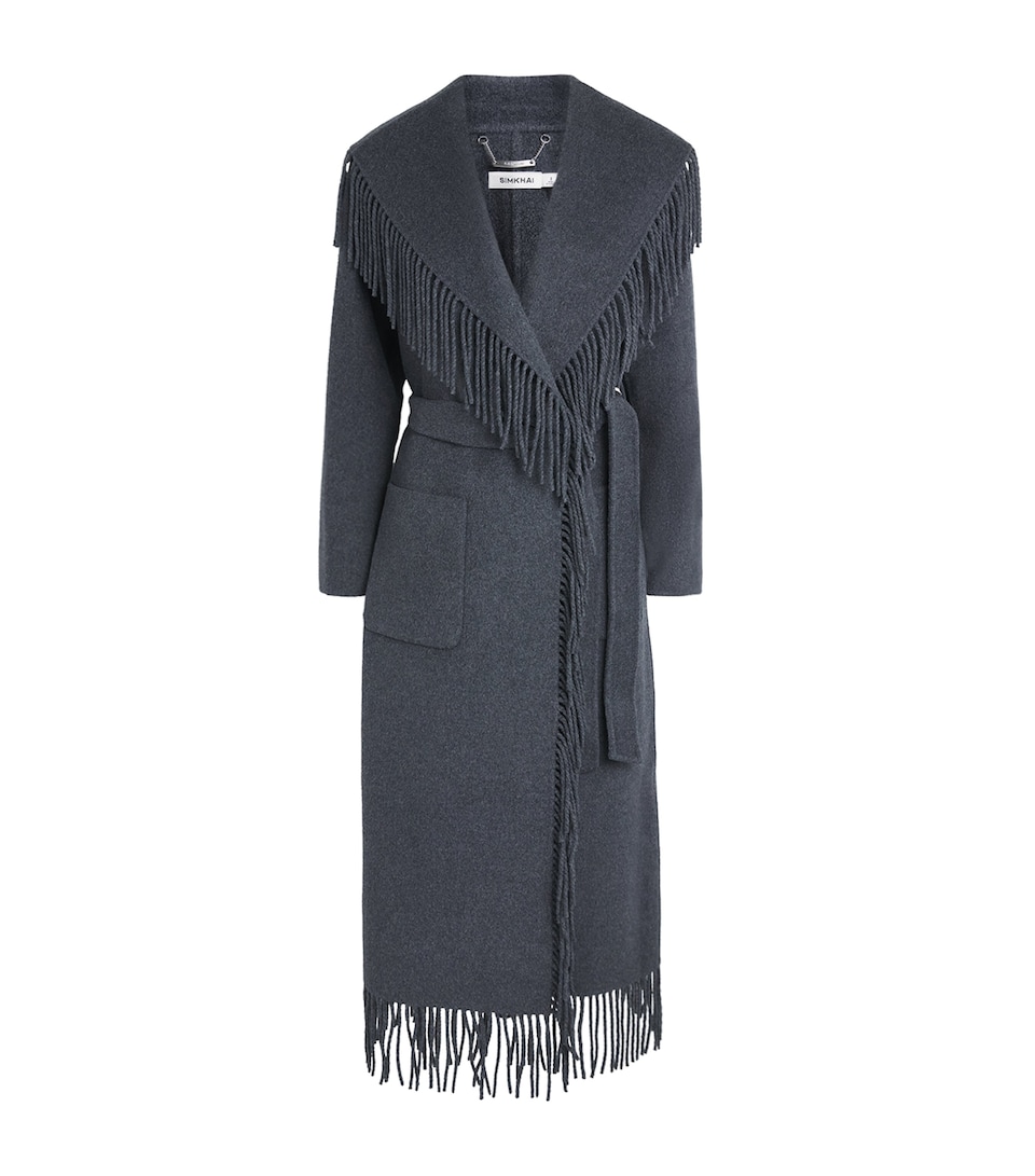 Simkhai Womens Wool-Blend Carrie Coat Dark Charcoal