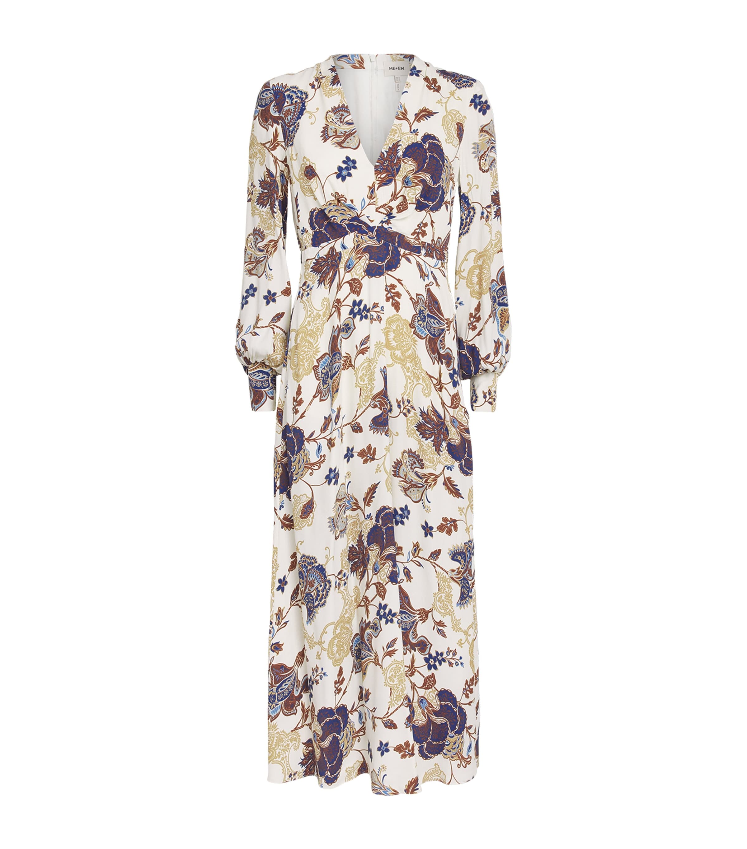 ME+EM Womens Crepe Paisley Maxi Dress Light Cream Multi
