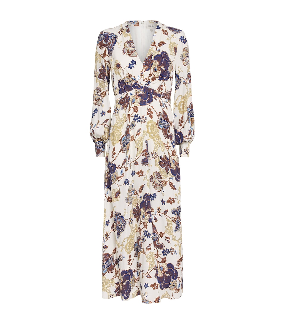 ME+EM Womens Crepe Paisley Maxi Dress Light Cream Multi