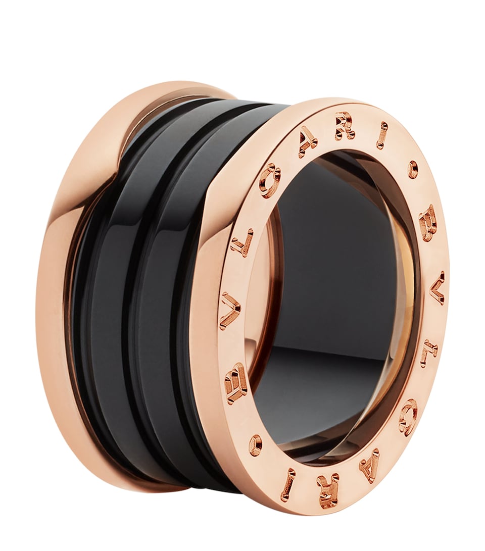 Rose Gold and Blcak Ceramic B.zero1 Four-Band Ring