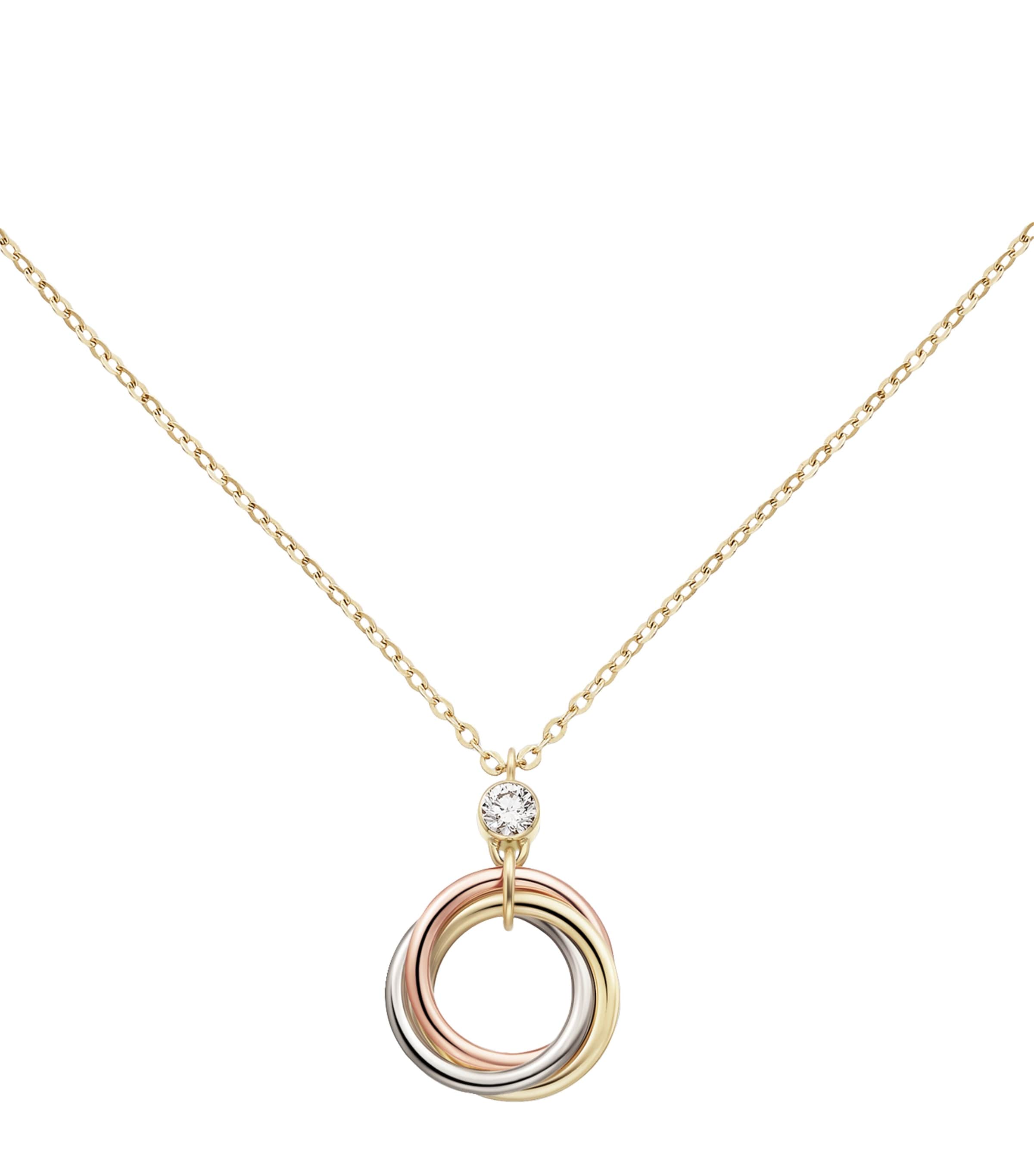 White, Yellow, Rose Gold and Diamond Trinity Necklace