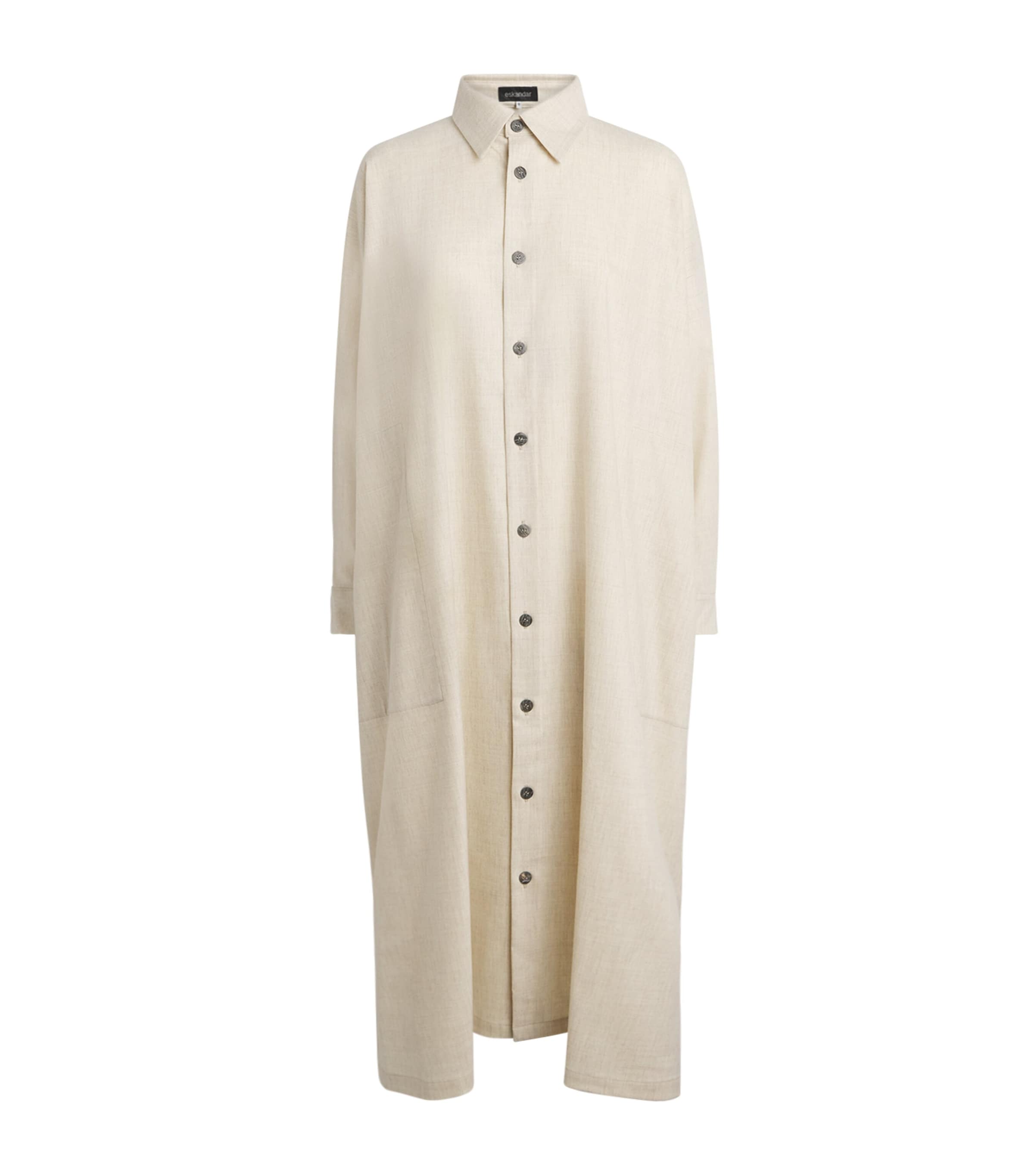 Eskandar Womens Wool-Blend Midi Shirt Dress Undyed