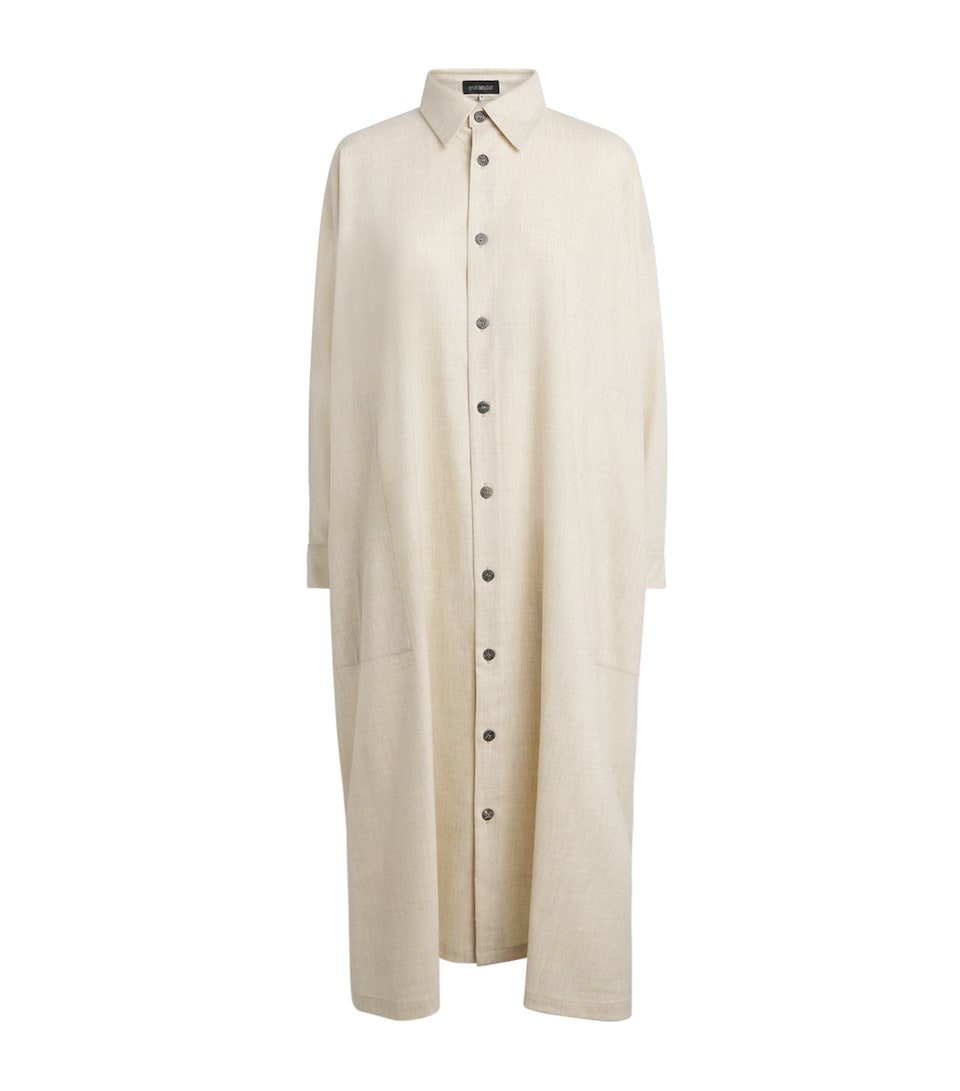 Eskandar Womens Wool-Blend Midi Shirt Dress Undyed