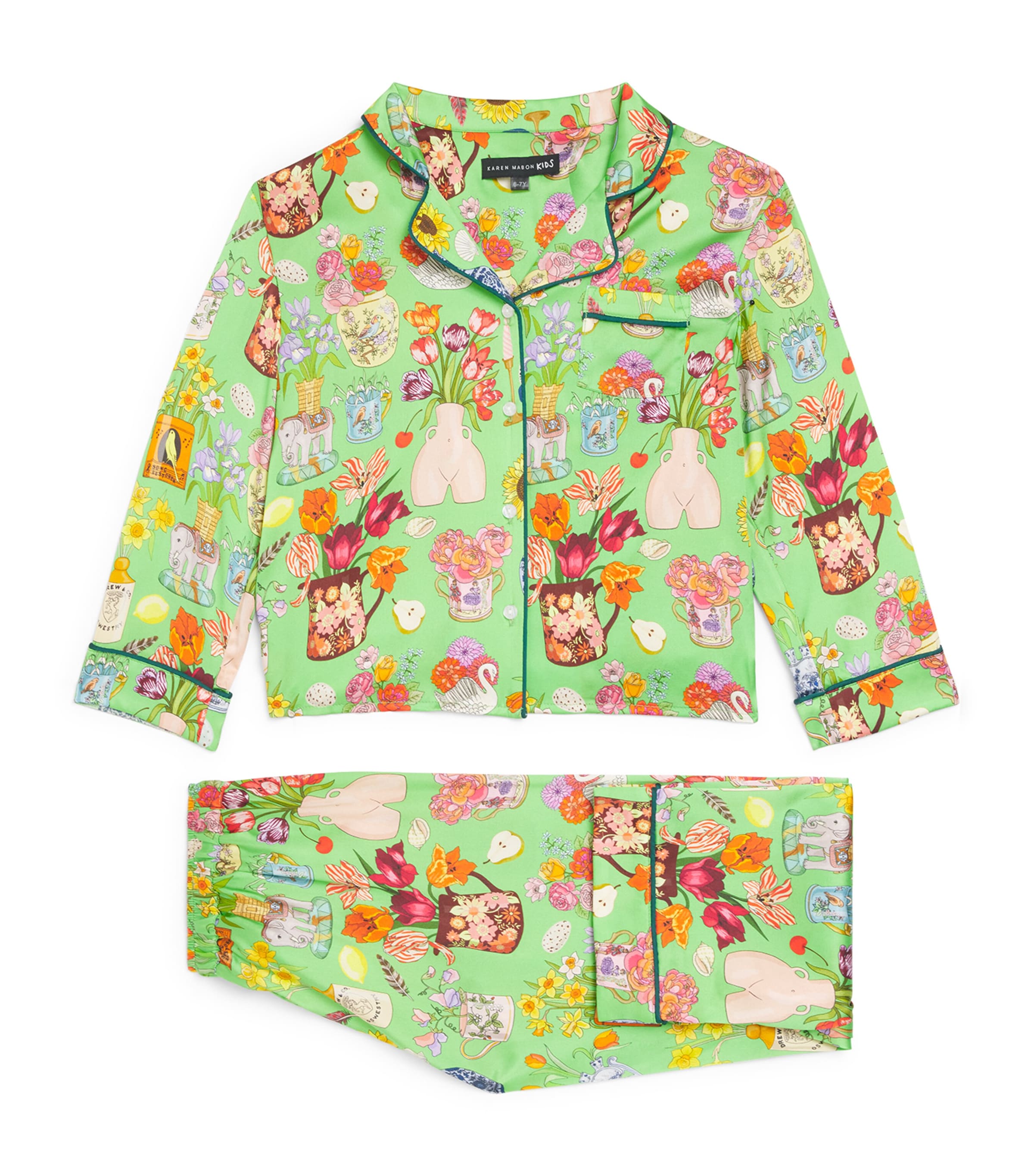 KAREN MABON KIDS Still Life Print Pyjama Set (2-13 Years) Green