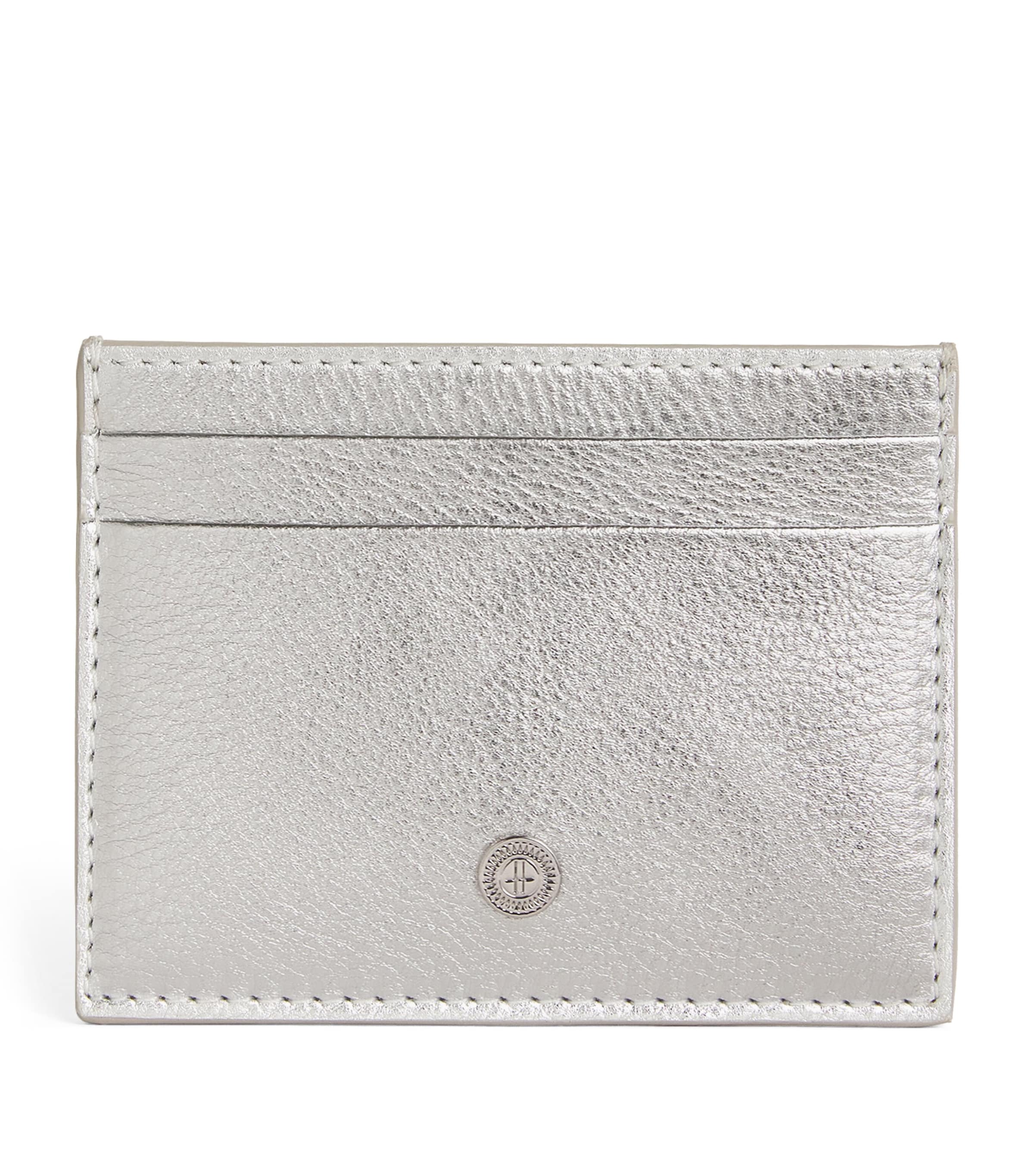 Harrods Leather Metallic Card Holder Tan