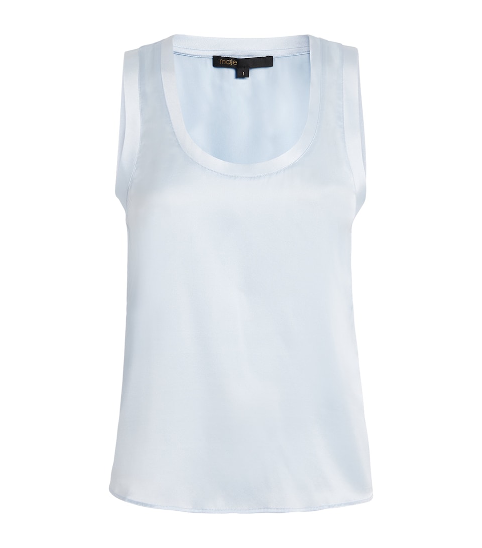 Maje Womens Silk-Blend Tank Top Blue Sky