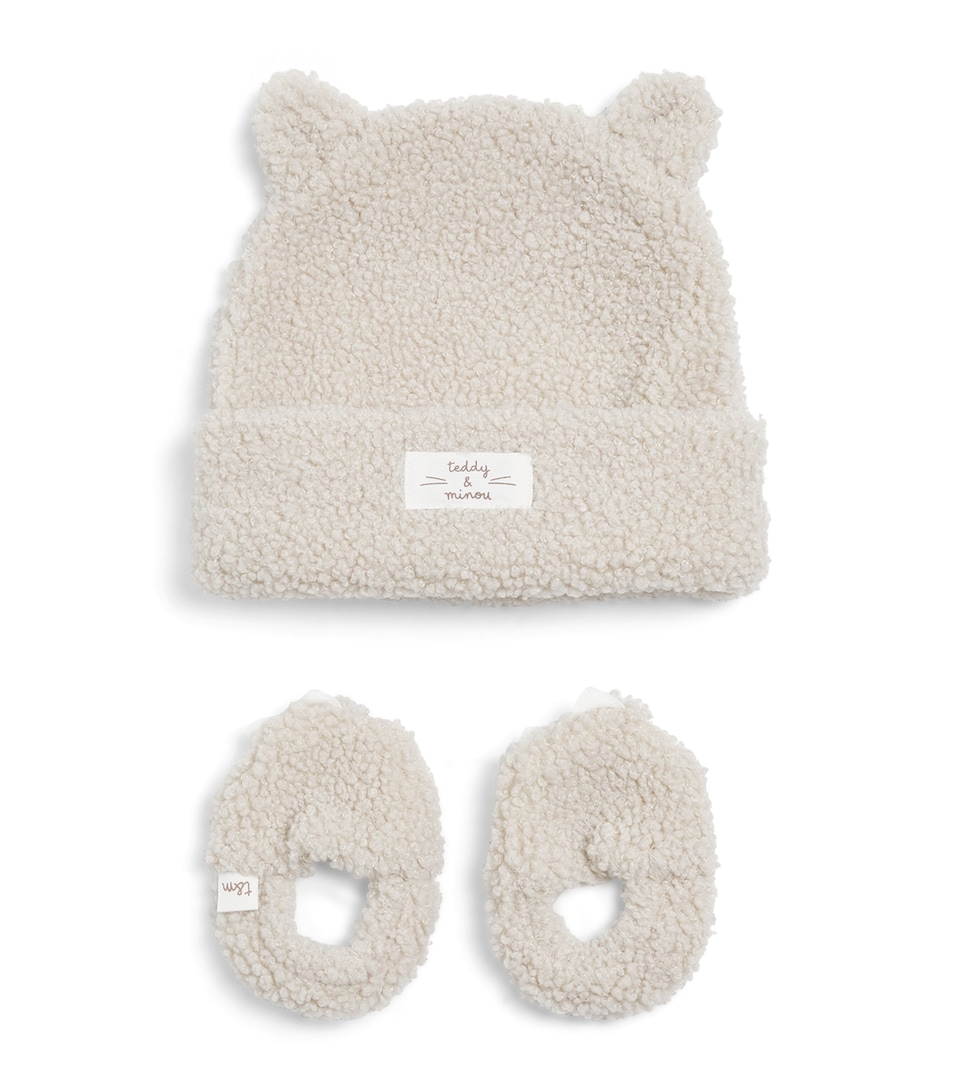 Teddy & Minou Faux Shearling Hat and Slippers Set (1-12 Months) Root Beige
