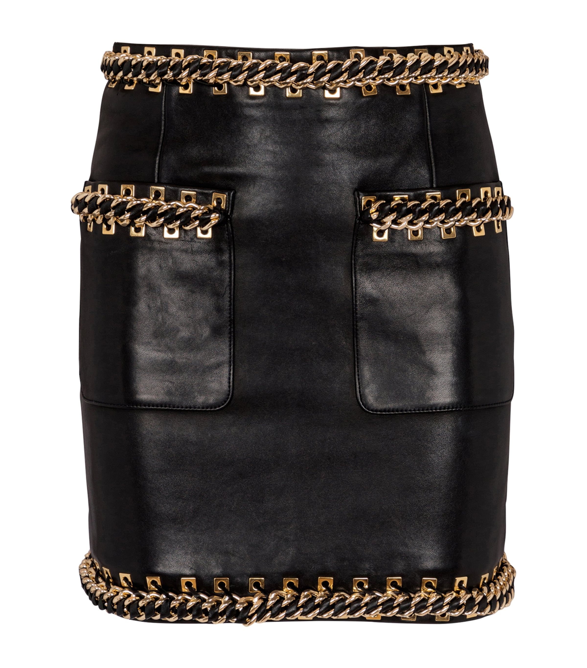 Lambskin Embellished Mini Skirt
