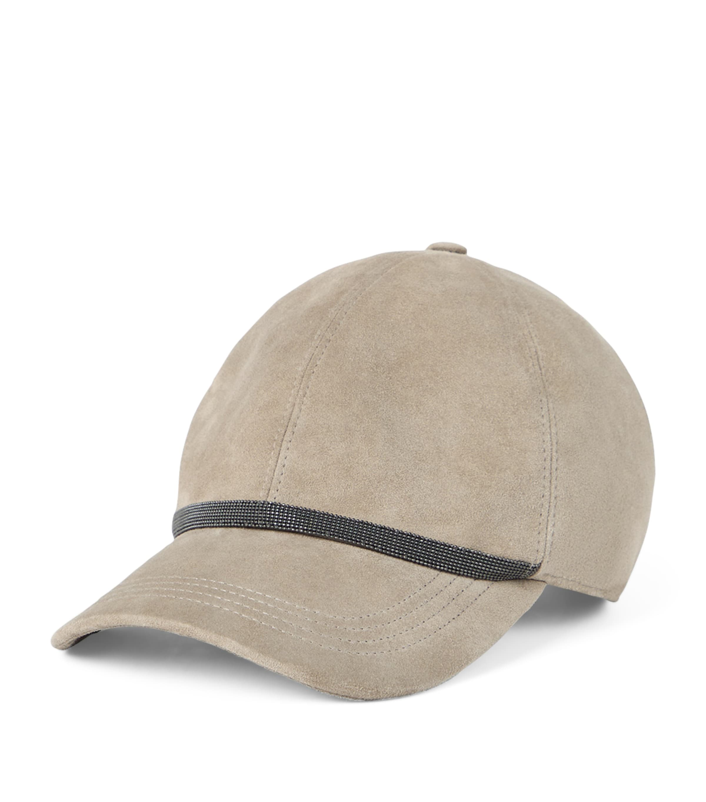 Brunello Cucinelli Suede Monili-Embellished Baseball Cap