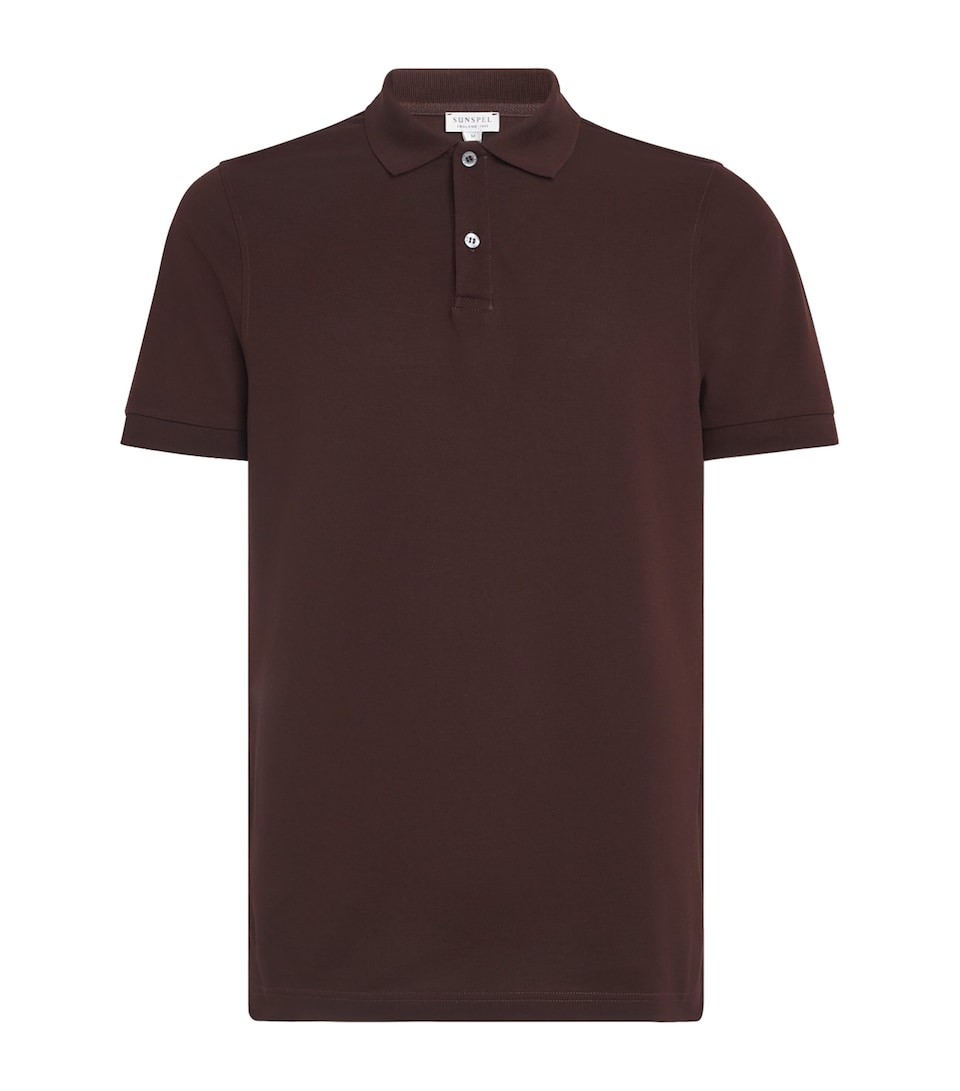 Sunspel Mens Supima Cotton Polo Shirt Bakelite