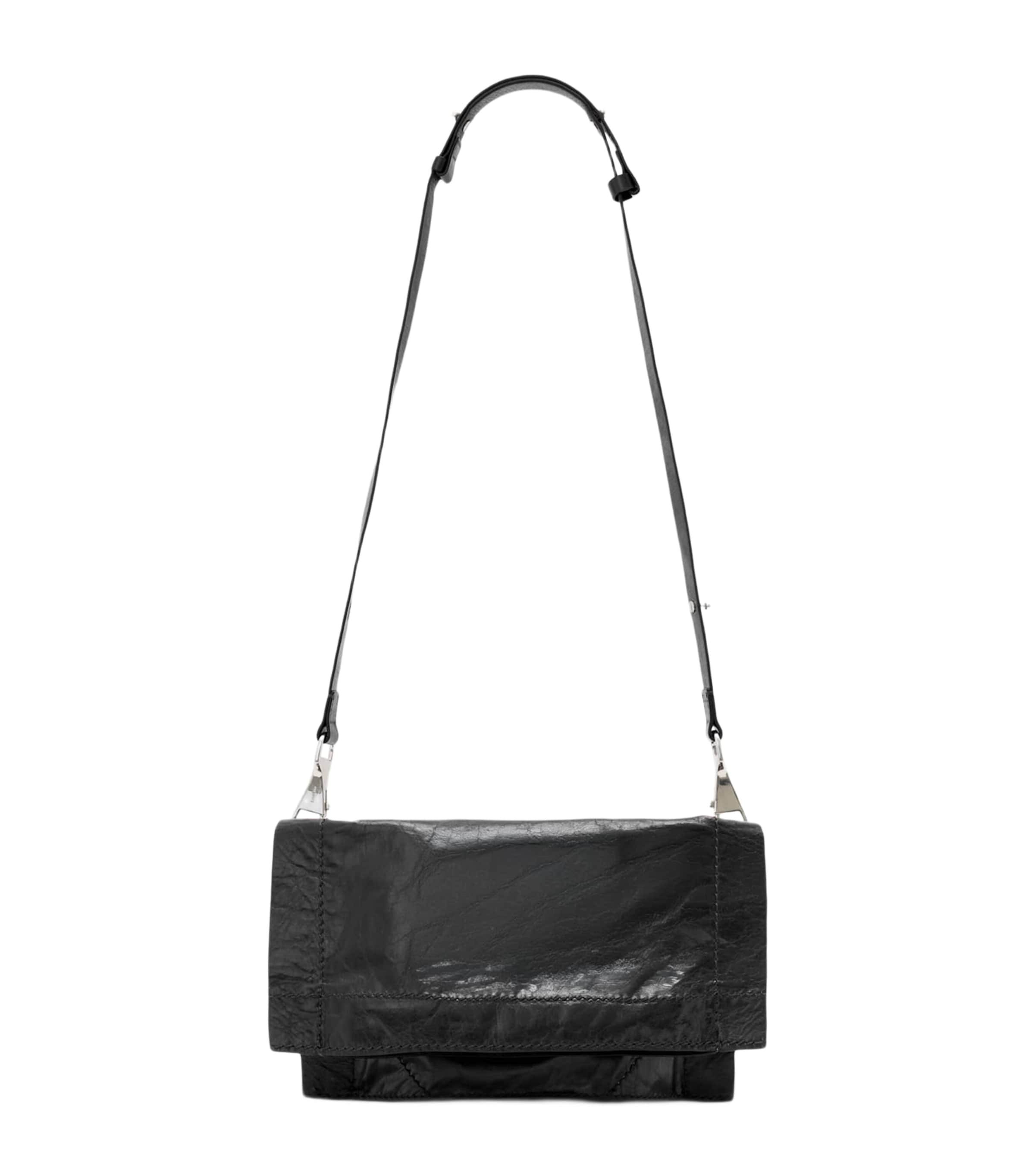 AllSaints Small Leather Lutece Cross-Body Bag Black