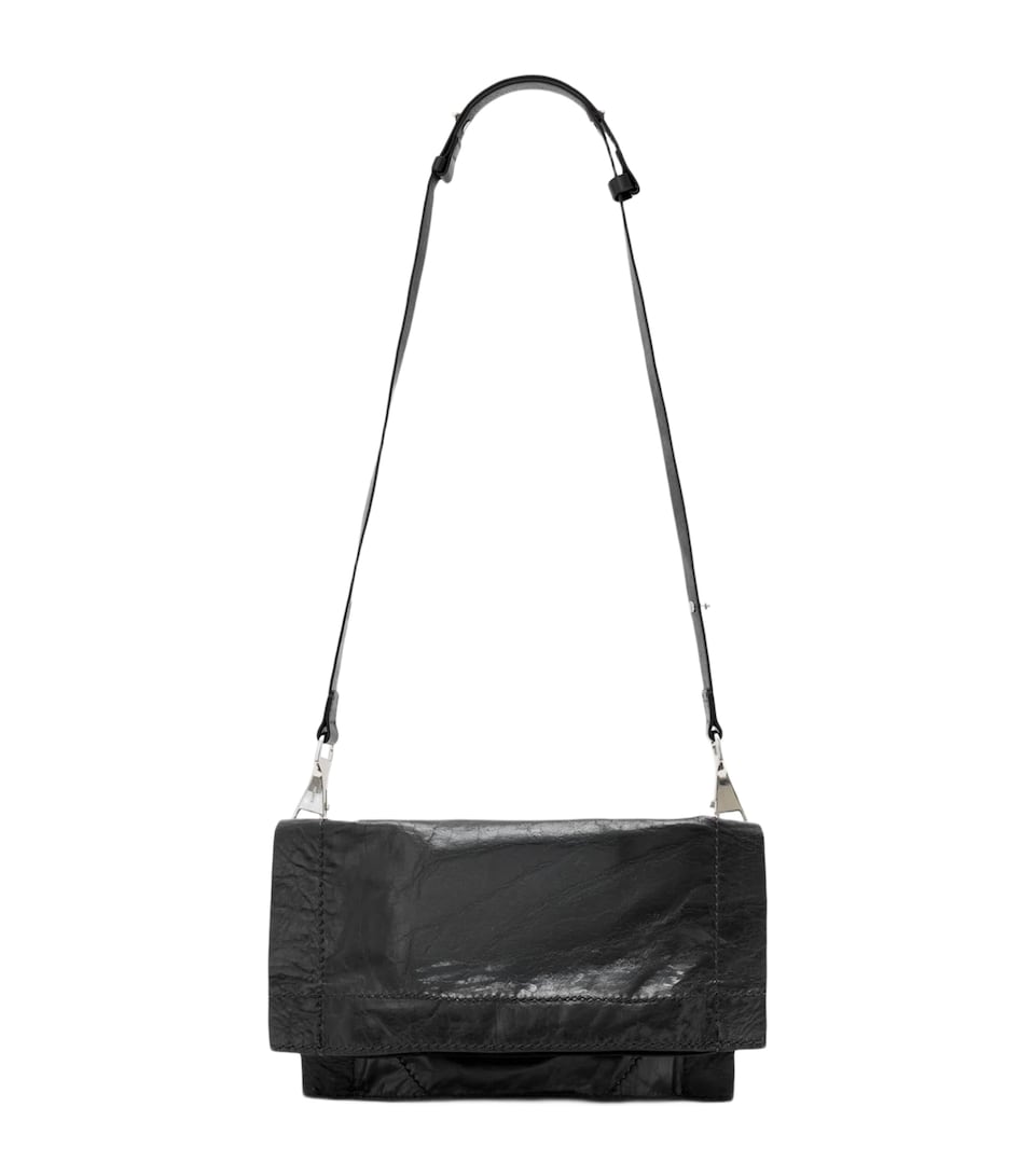 AllSaints Small Leather Lutece Cross-Body Bag Black