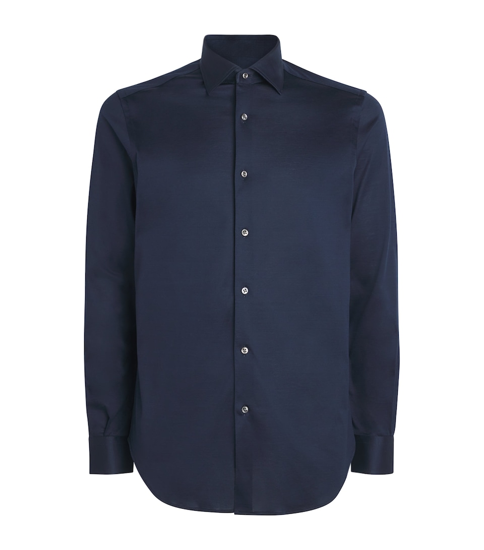 Pal Zileri Mens Cotton Jersey Shirt Blue Navy