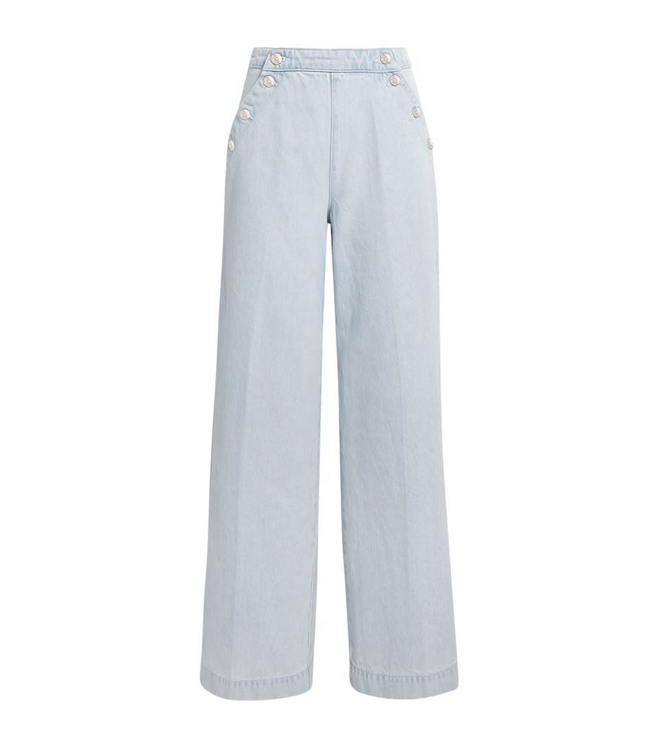 Claudie Pierlot Womens Sailor Wide-Leg Jeans Light Blue Denim