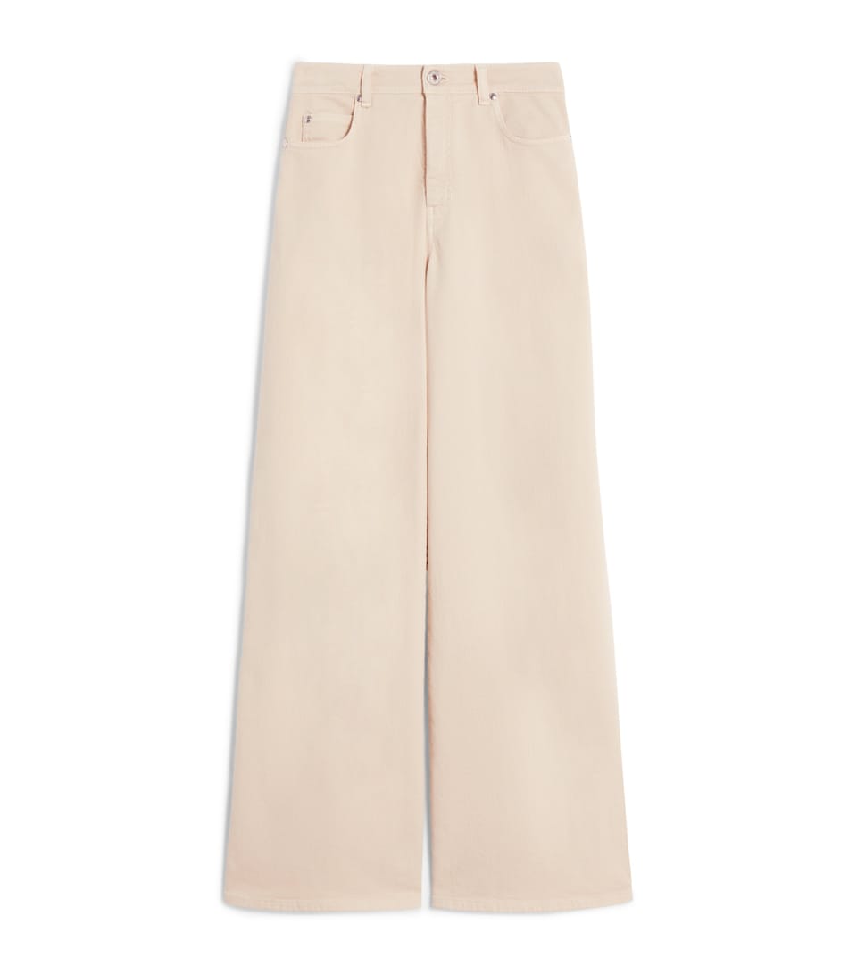 Stretch-Cotton Mid-Rise Wide-Leg Jeans