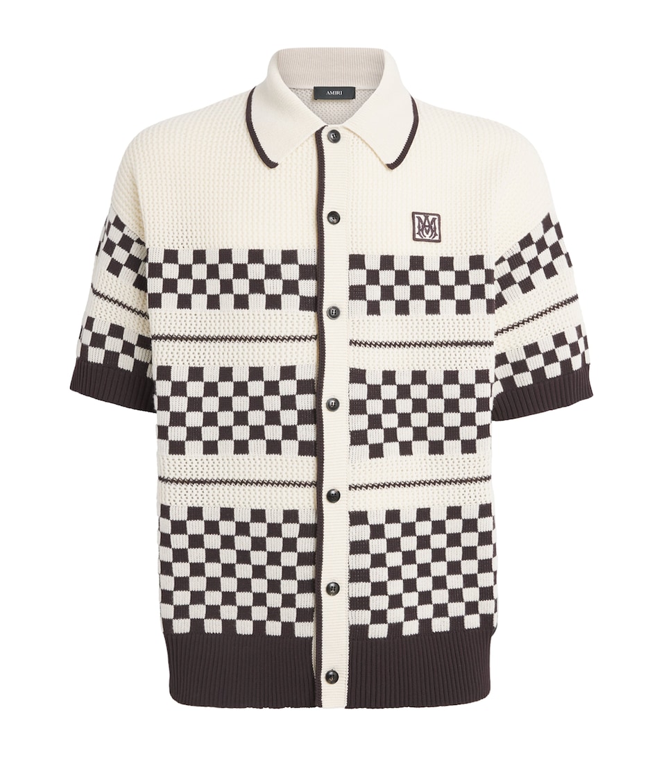 Wool-Blend Mesh Check Shirt