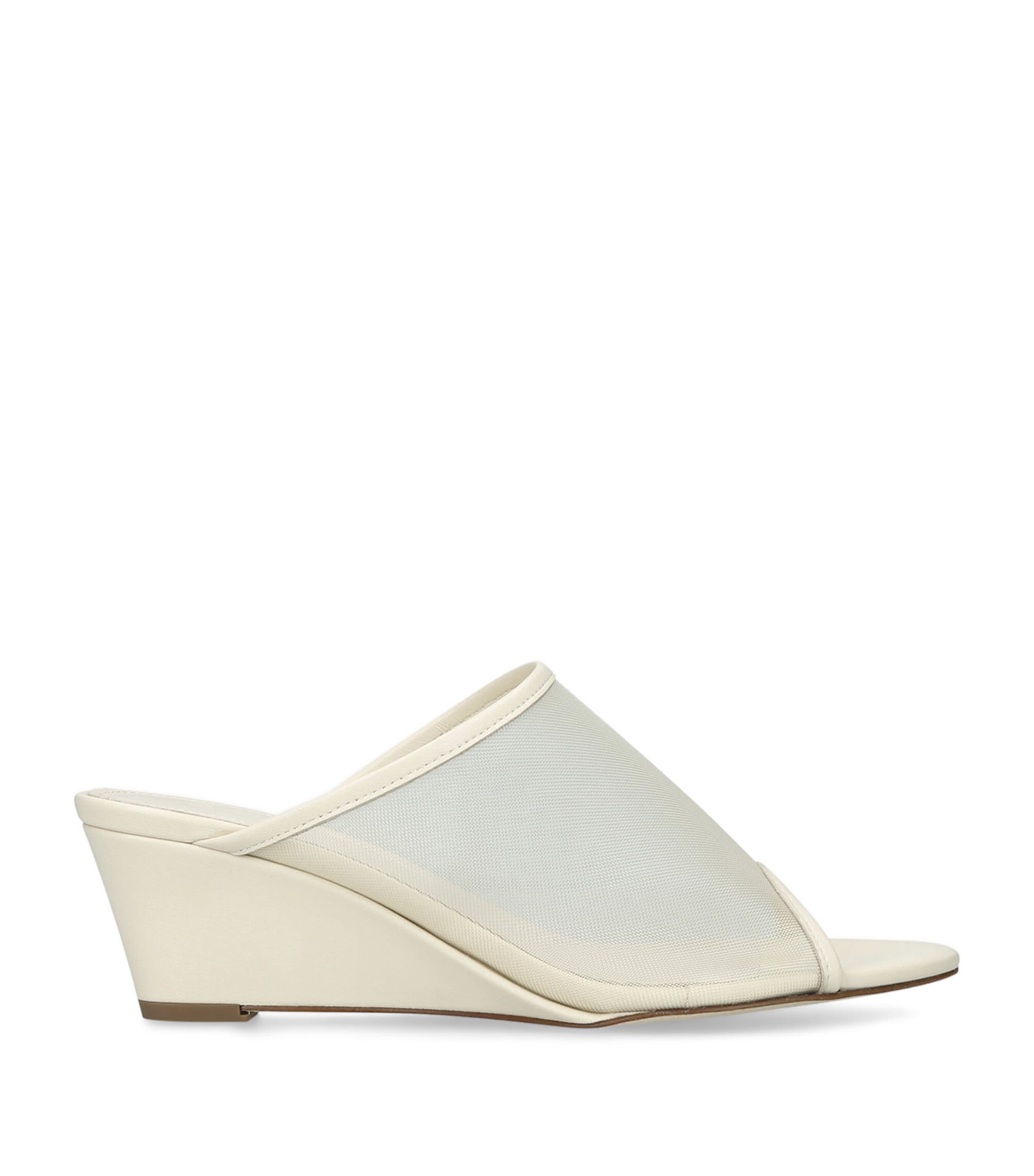 aeyde Leather-Mesh Suzanne Wedge Sandals 55 White