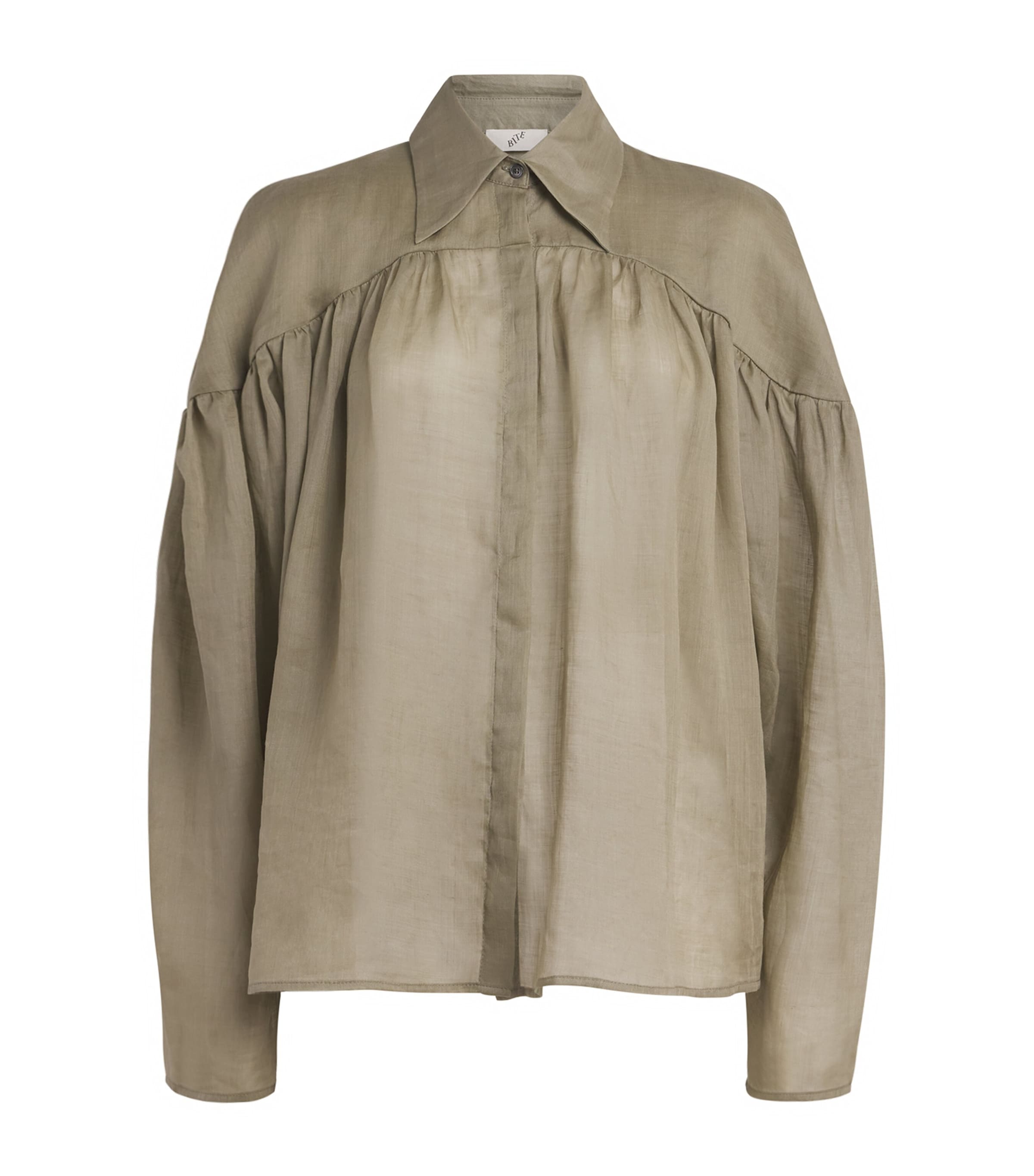 BITE Studios Womens Long-Sleeve Ruffled Blouse Nettle