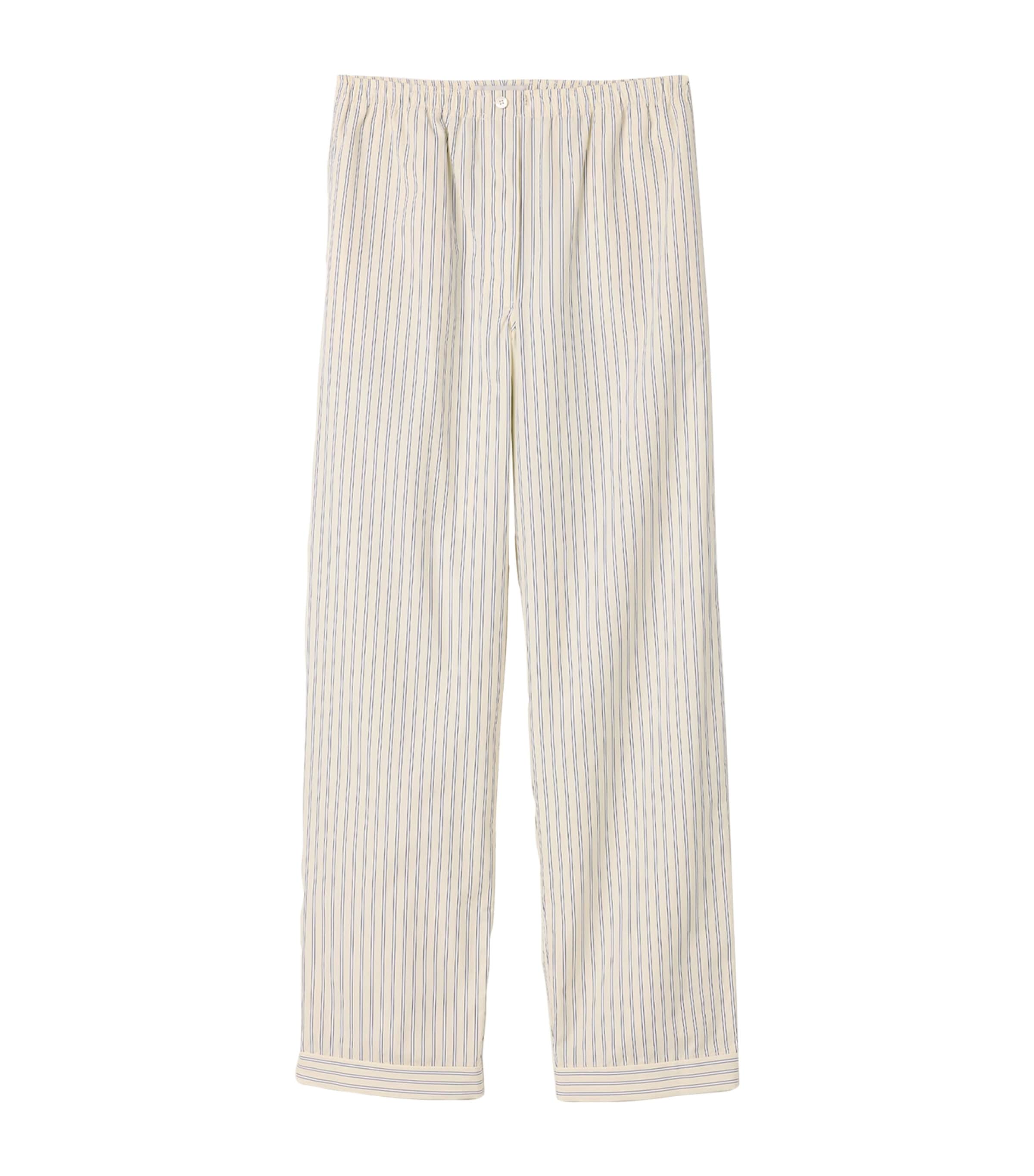 Cotton Stripe Wide-Leg Trousers