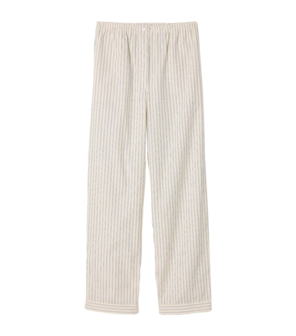 Cotton Stripe Wide-Leg Trousers