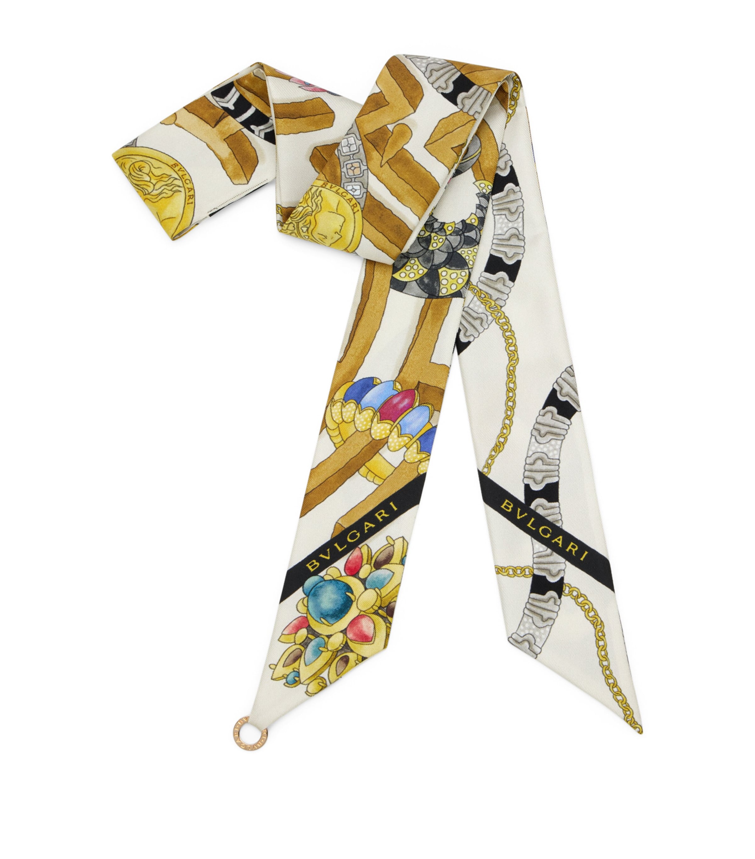 Bvlgari Silk Wonder Garden Skinny Scarf Offwhite