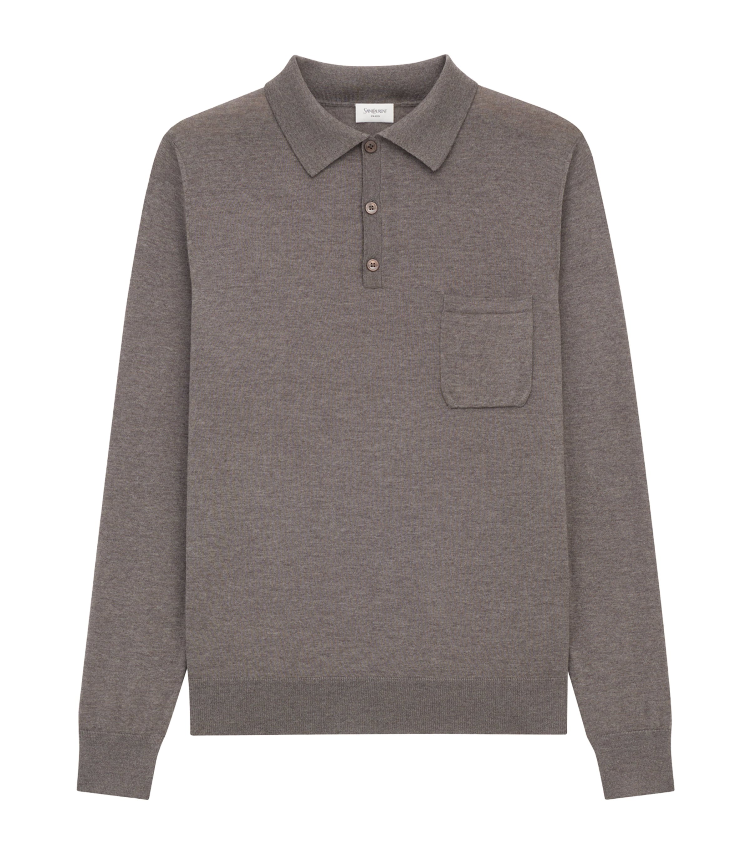 Wool Long-Sleeve Polo Sweater