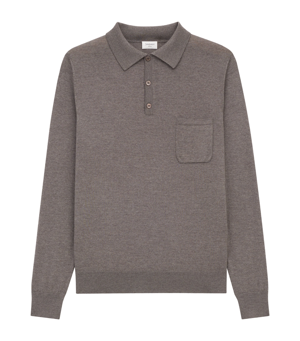 Wool Long-Sleeve Polo Sweater