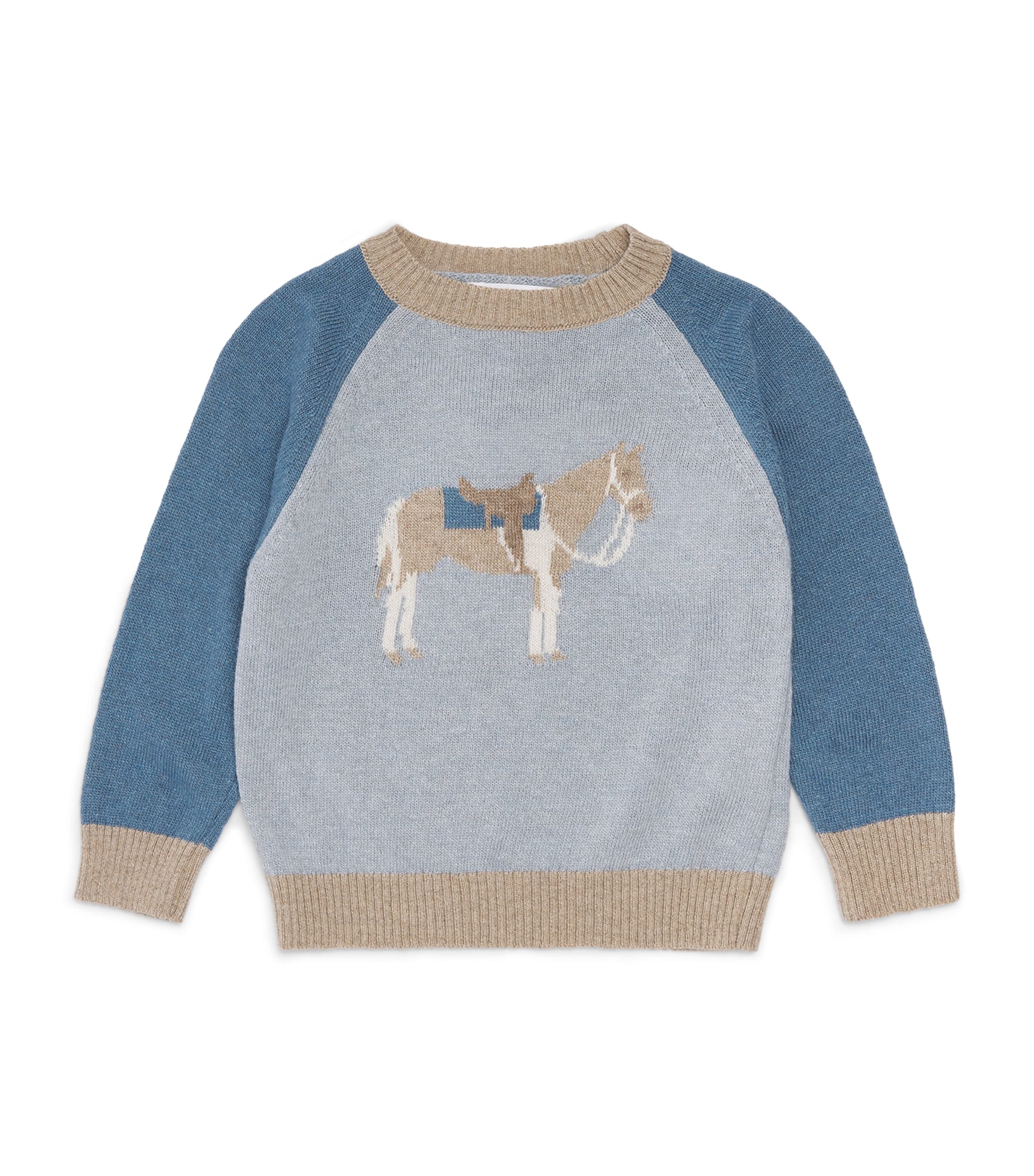 Patachou Intarsia Horse Sweater (6 Months-4 Years) Blue