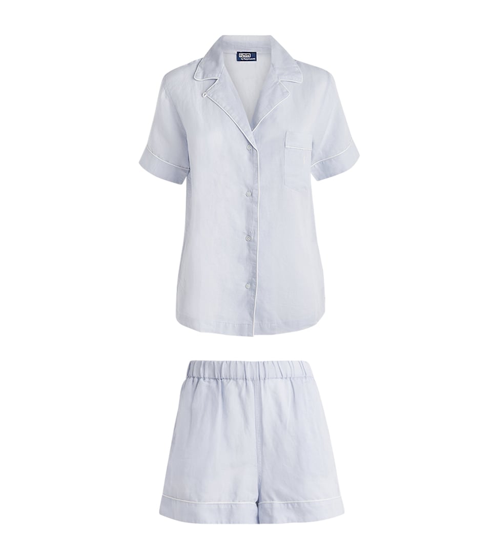 Polo Ralph Lauren Womens Linen-Cotton Short Pyjama Set Xenon Blue