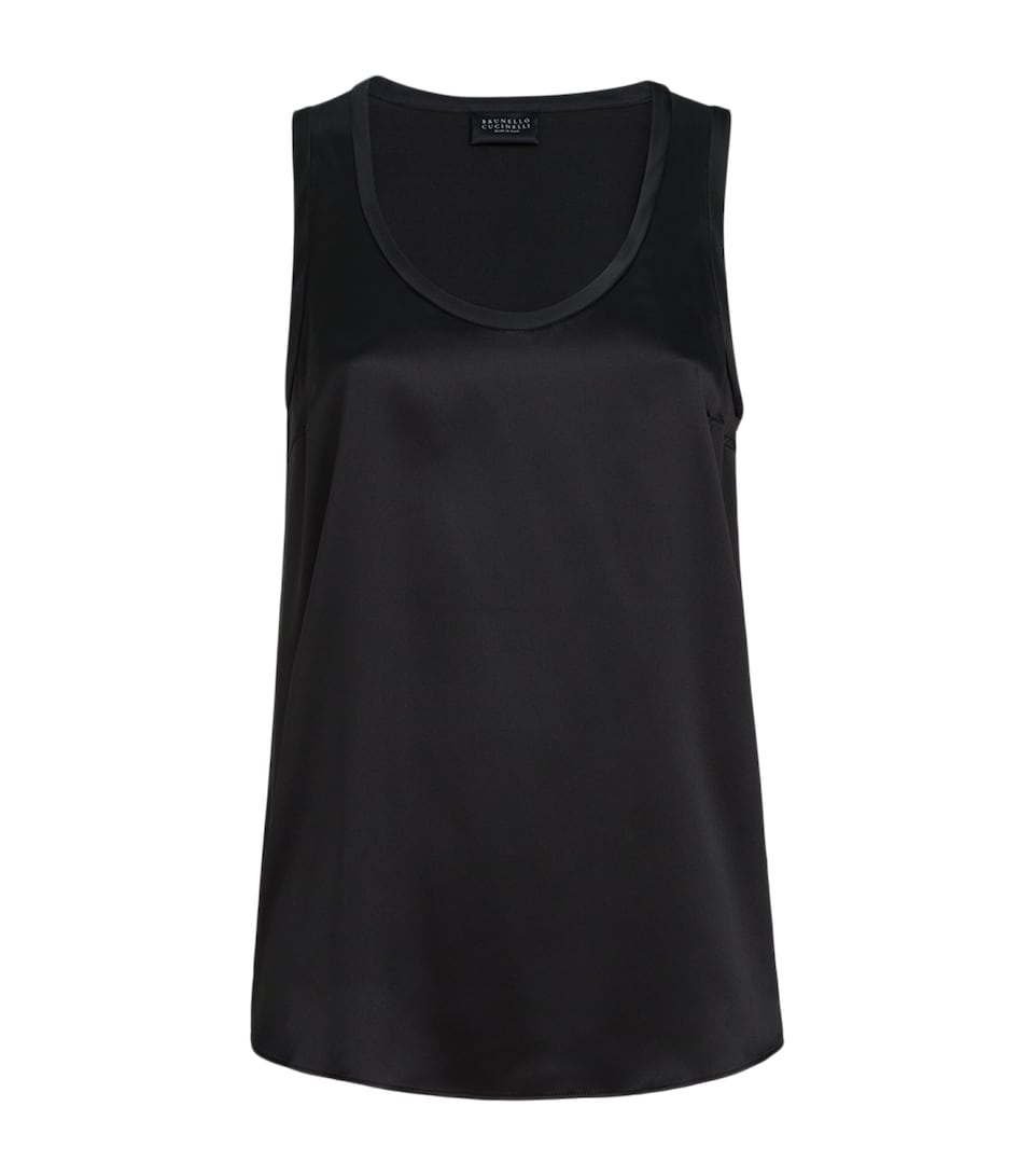 Brunello Cucinelli Womens Stretch-Silk Reversible Tank Top