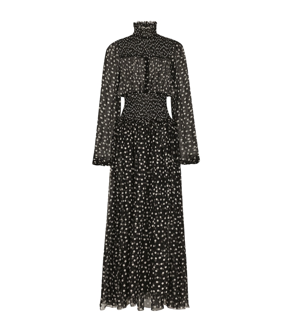 Silk Polka-Dot Maxi Dress