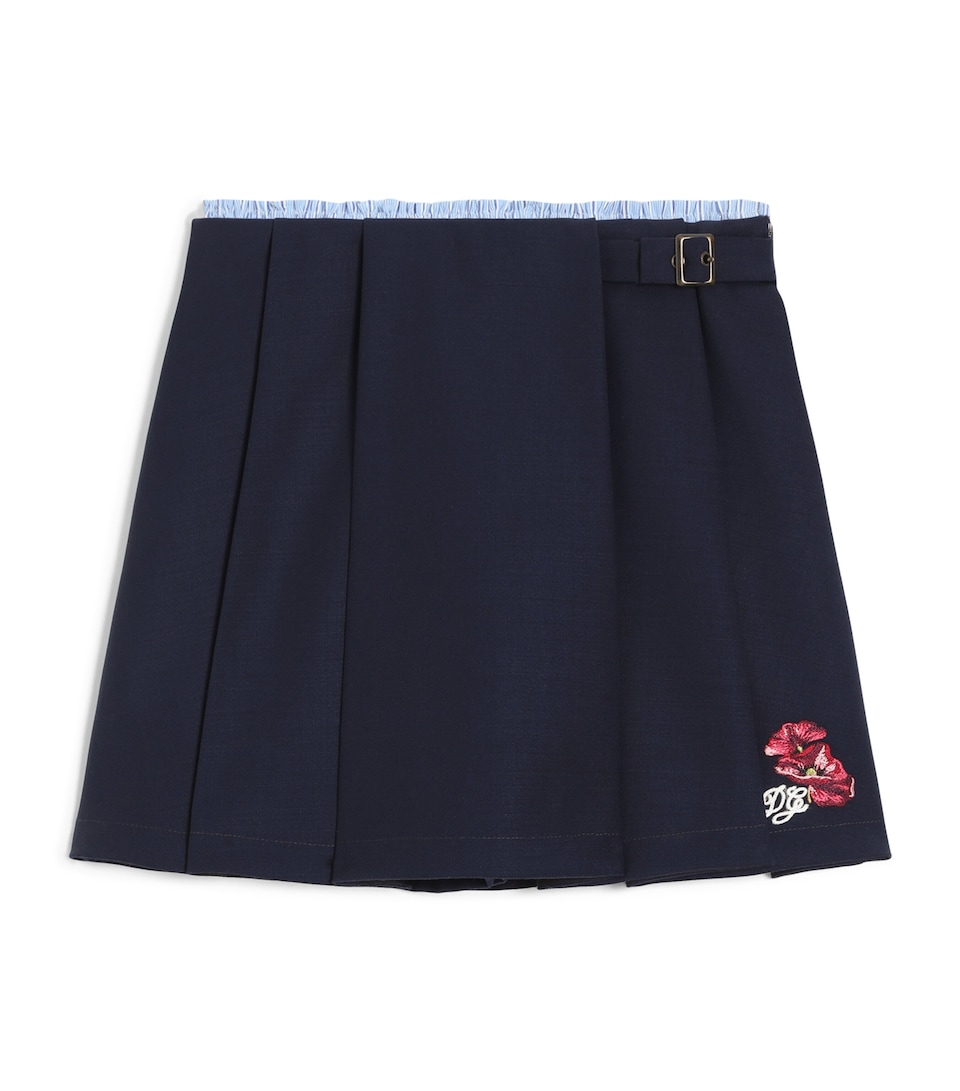 Dolce&Gabbana Kids Wool-Blend Pleated Mini Skirt (10-12+ Years) Blue