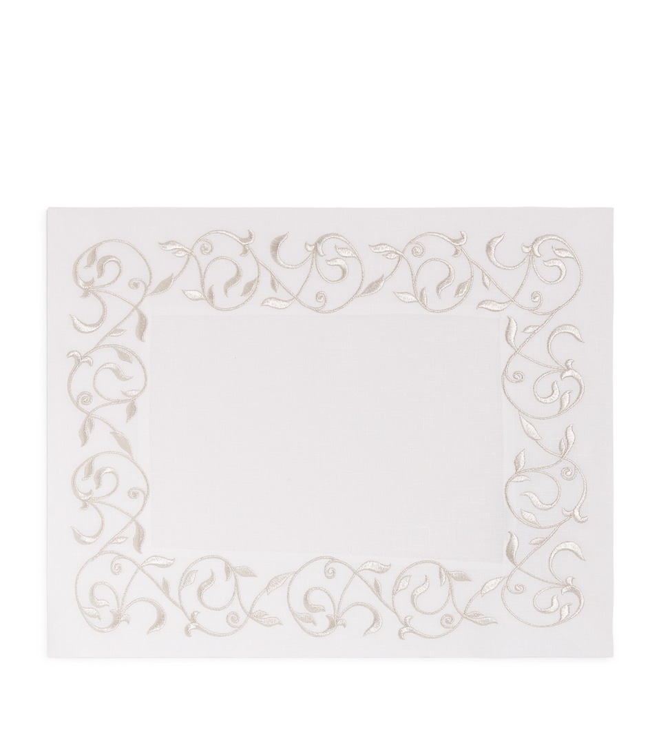 Linen Embroidered Scroll Placemat (35cm x 50cm)