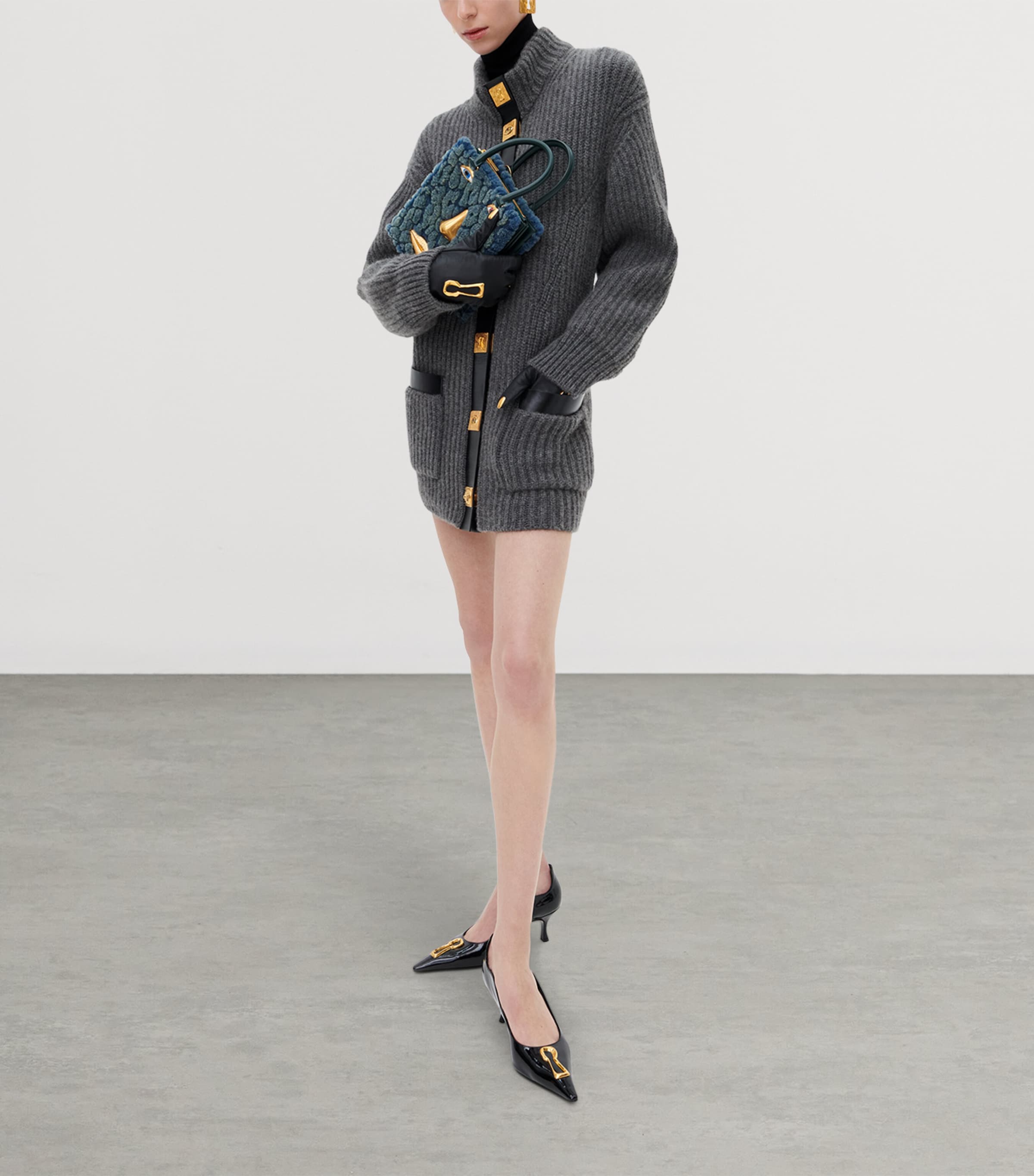 Schiaparelli Short Lambskin Trompe-L’œil Gloves Black