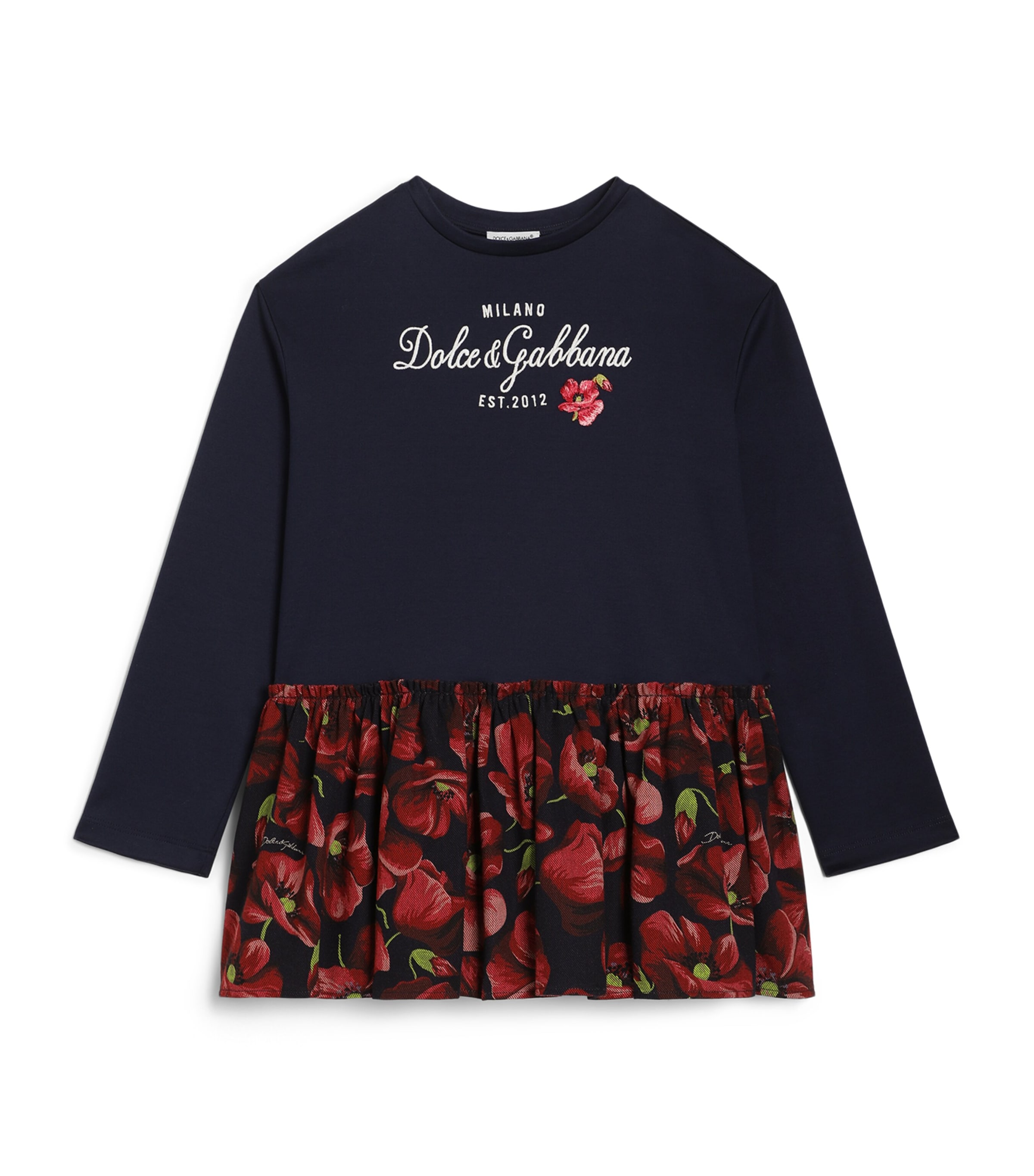Dolce&Gabbana Kids Cotton Floral Print Dress (8-12+ Years) Combined Col