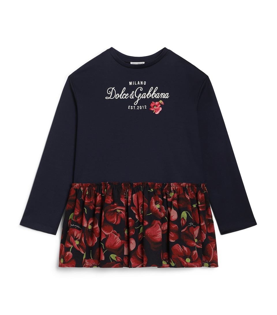 Dolce&Gabbana Kids Cotton Floral Print Dress (8-12+ Years) Combined Col