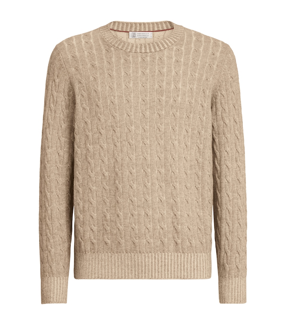 Brunello Cucinelli Mens Cashmere Vanisé Cable-Knit Sweater
