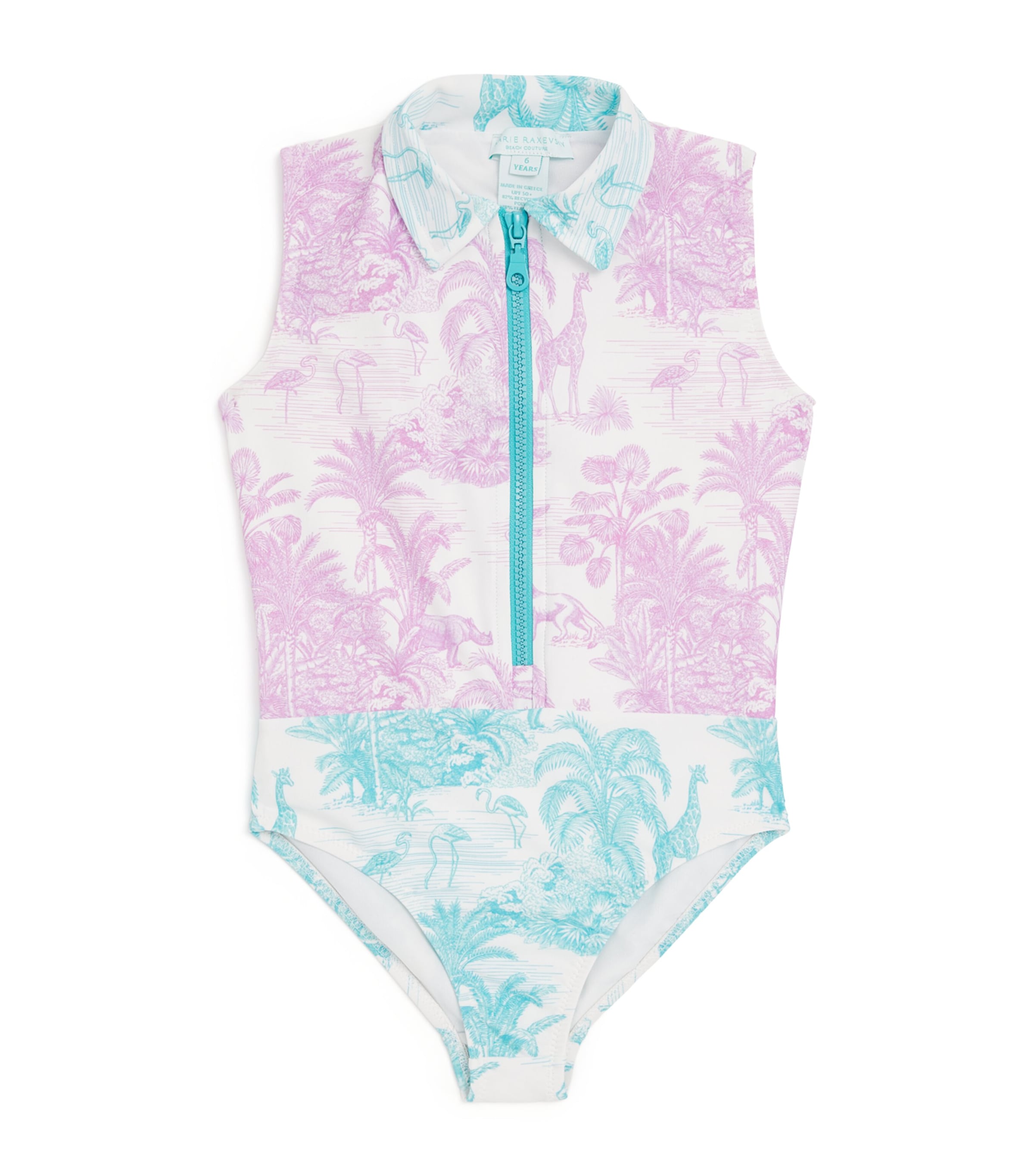 Printed Collared Swimsuit (2-12 Years)