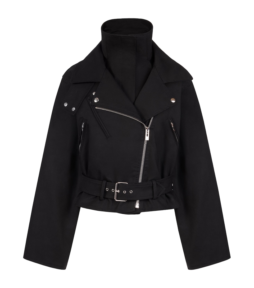 Alaïa Womens Layered Biker Jacket Noir