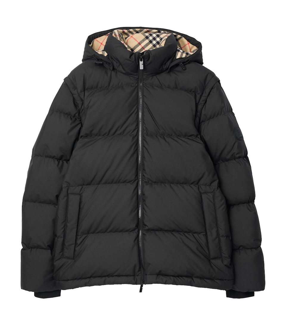 Burberry Mens Detachable-Sleeve Puffer Jacket Black