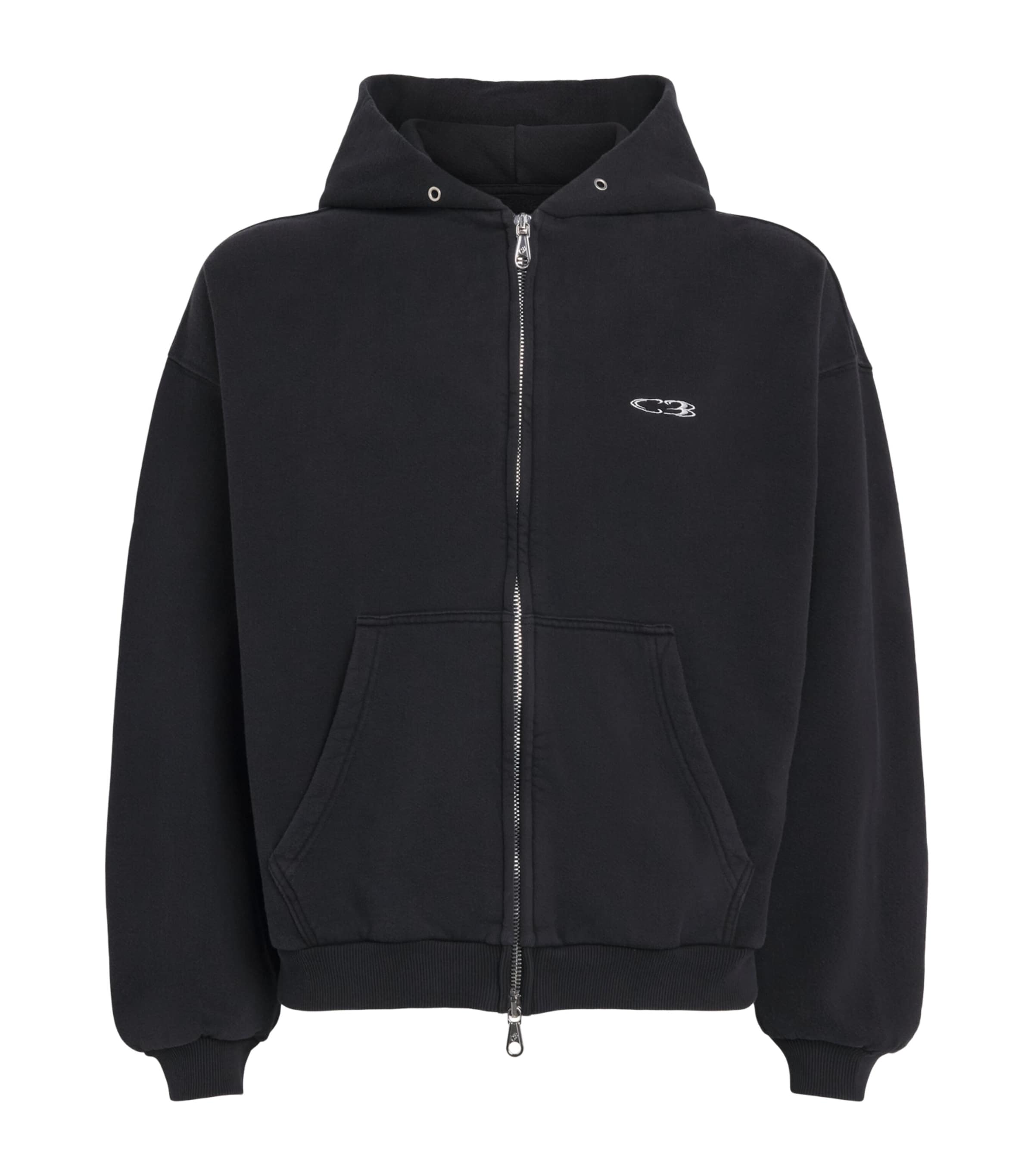 Cole Buxton Mens Cotton Distressed Surf Hoodie Vintage Black