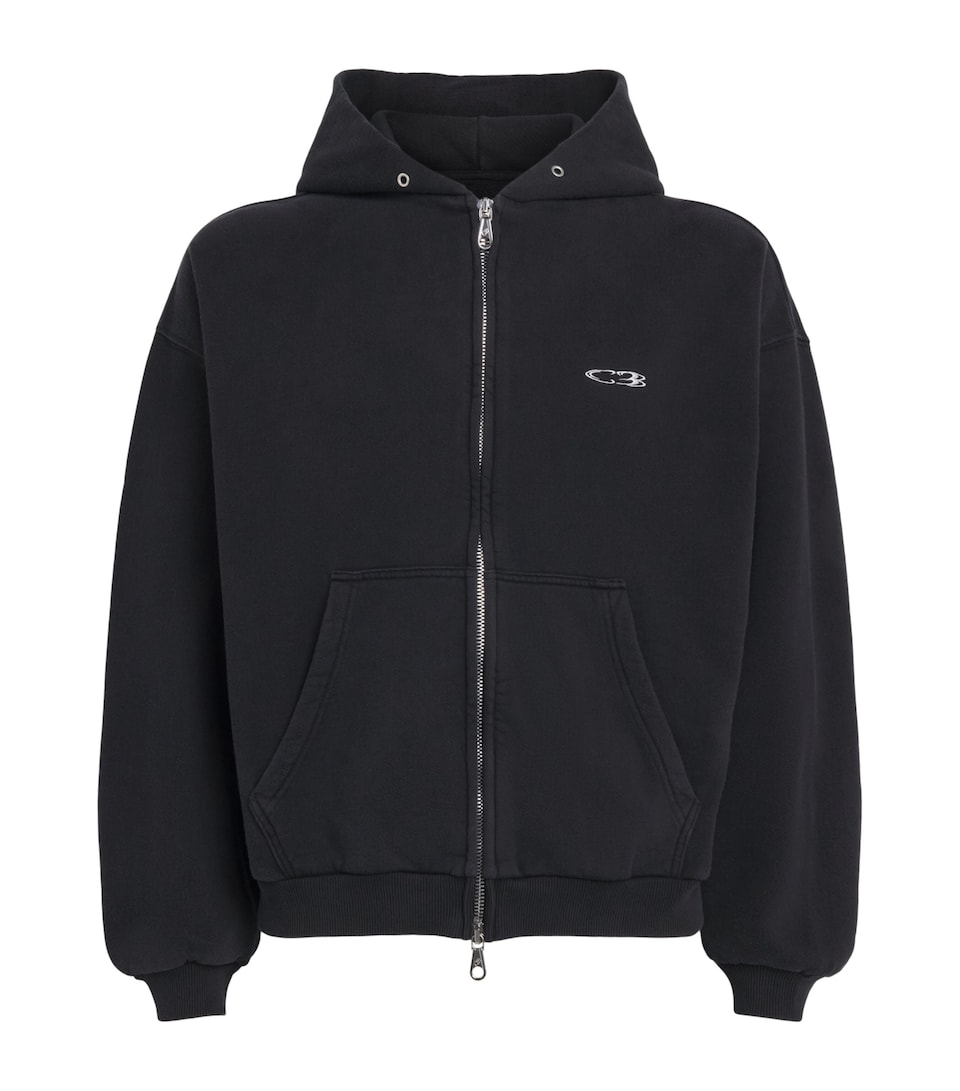 Cole Buxton Mens Cotton Distressed Surf Hoodie Vintage Black